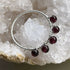 Handmade Sterling Silver Garnet Beaded Ring Size O