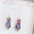 Real Flower Cat Forget Me Not and Pink Florals Earrings Sterling Silver