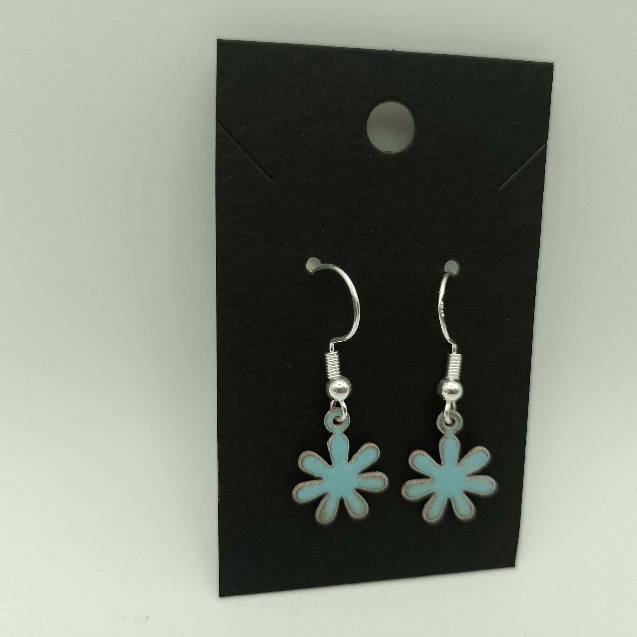 Powder Blue Flower Enamel Earrings
