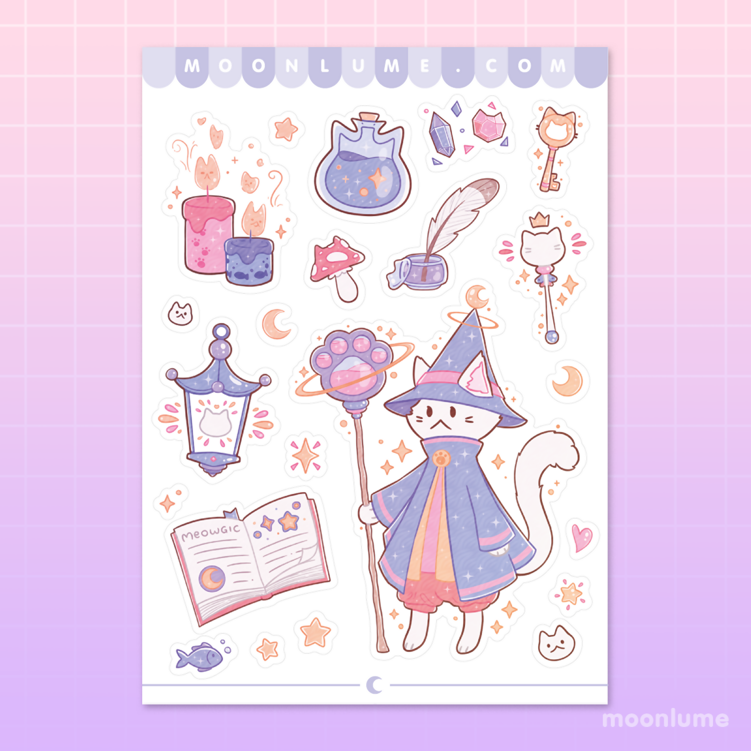 Vinyl Sticker Sheet - Cat Wizard