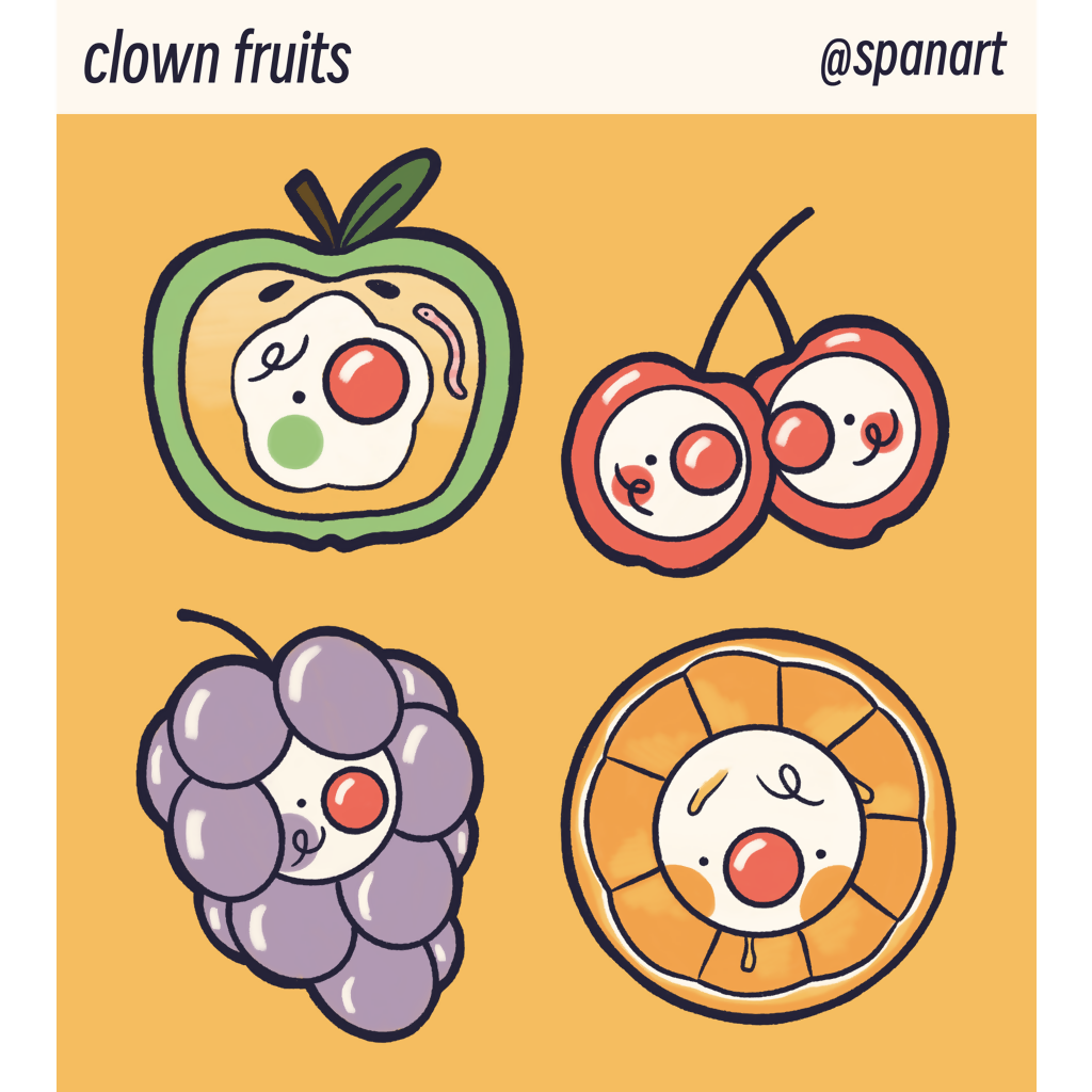 'Clown Fruits' Sticker Sheet