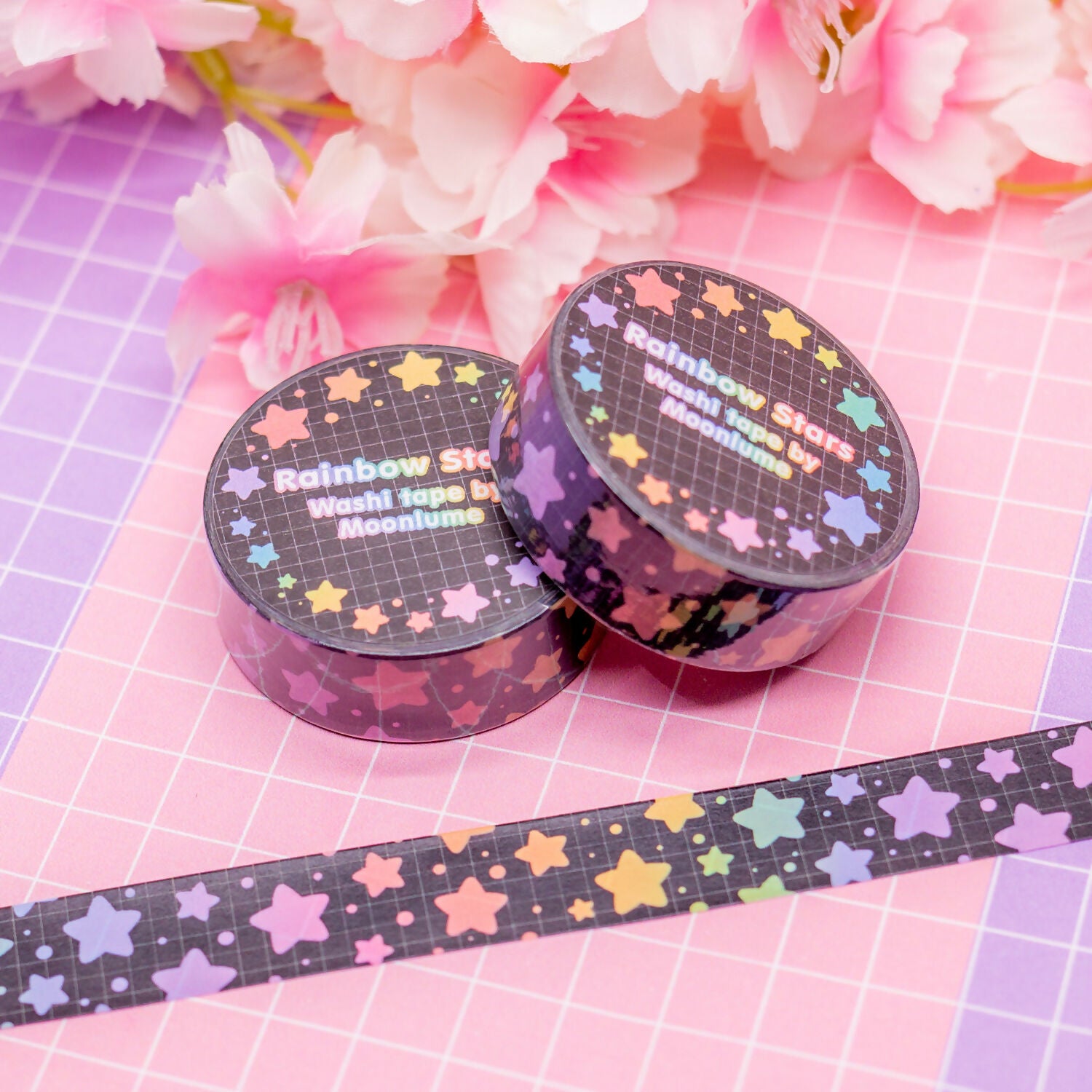 Washi Tape - Rainbow Stars Dark