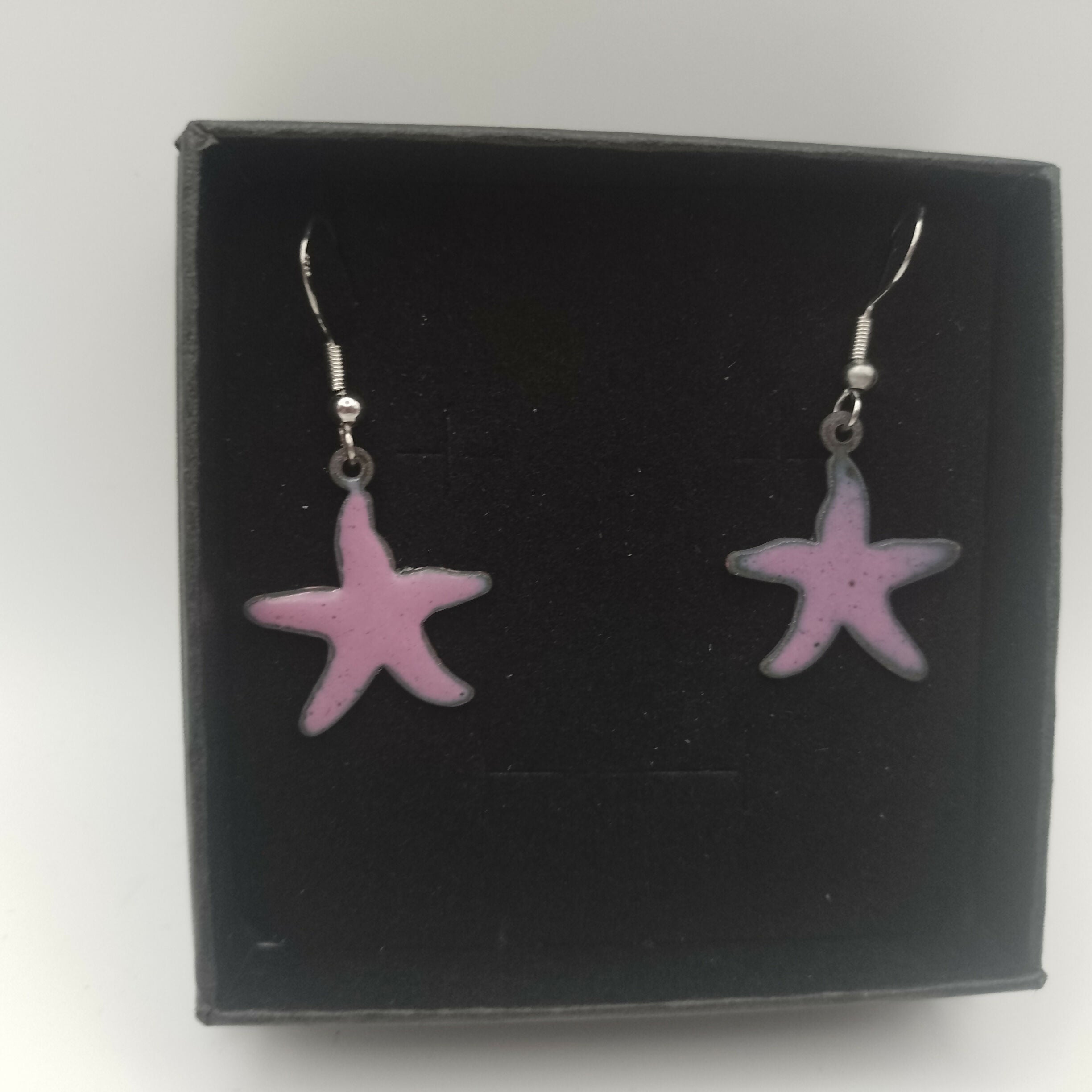 Pink Enamel Starfish Earrings