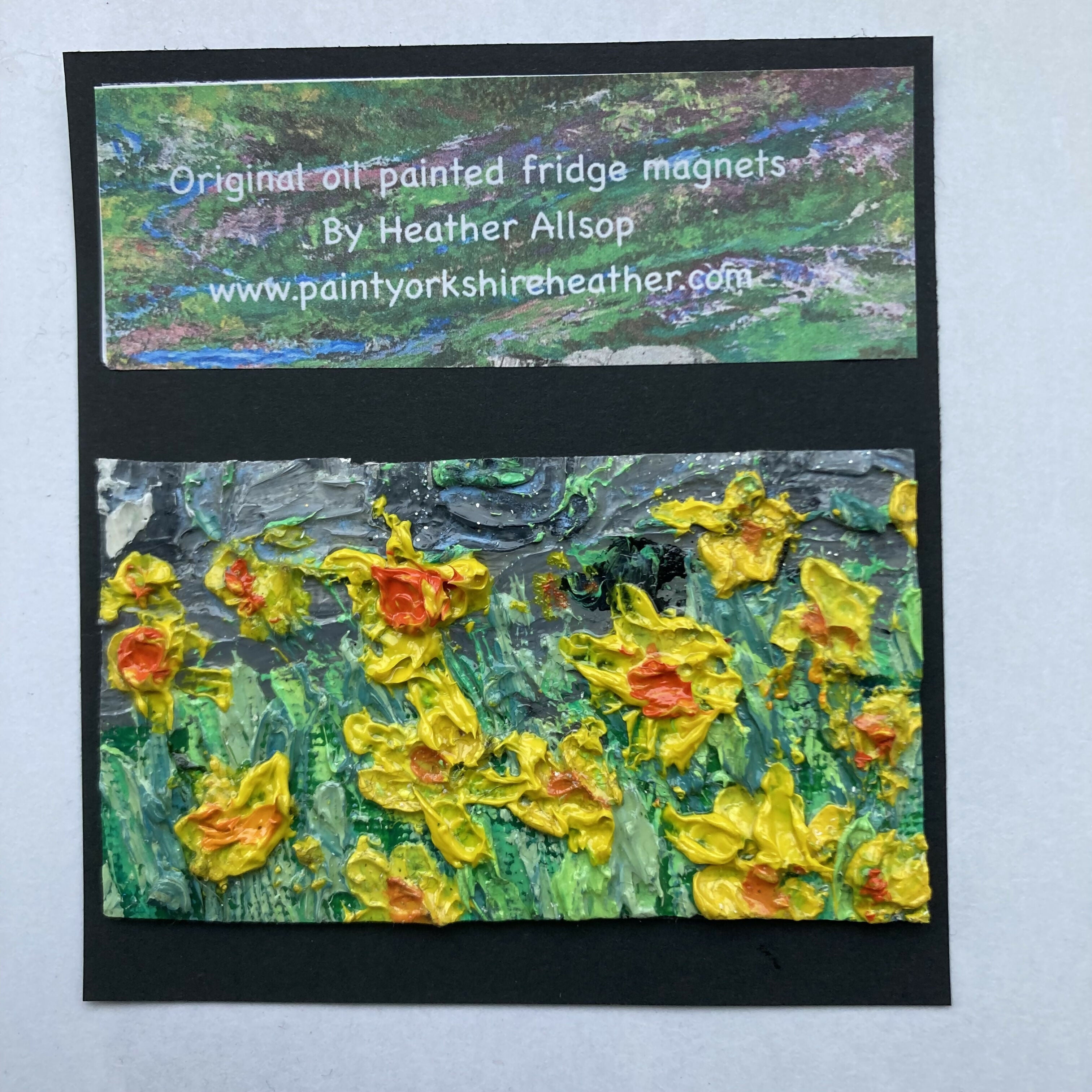 Daffodils By Wall Mini Oil Painting Fridge Magnet