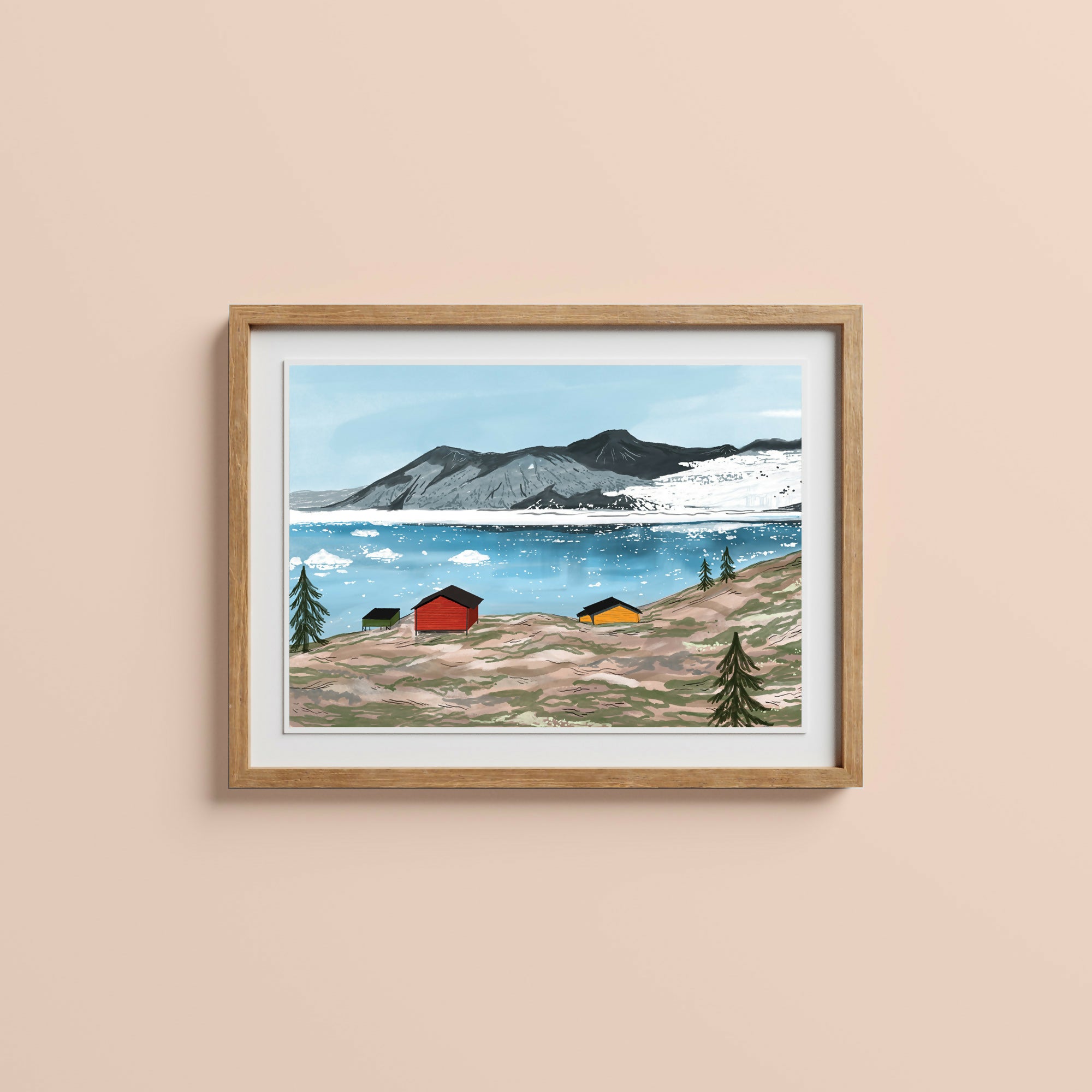 Greenland Cabins Art Print
