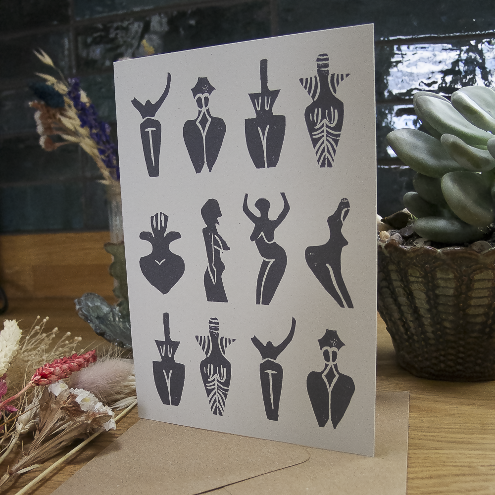 DANCING GODDESSES I LINOCUT GREETING CARD