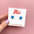 Hand Painted Blue Mini Heart Stud Earrings