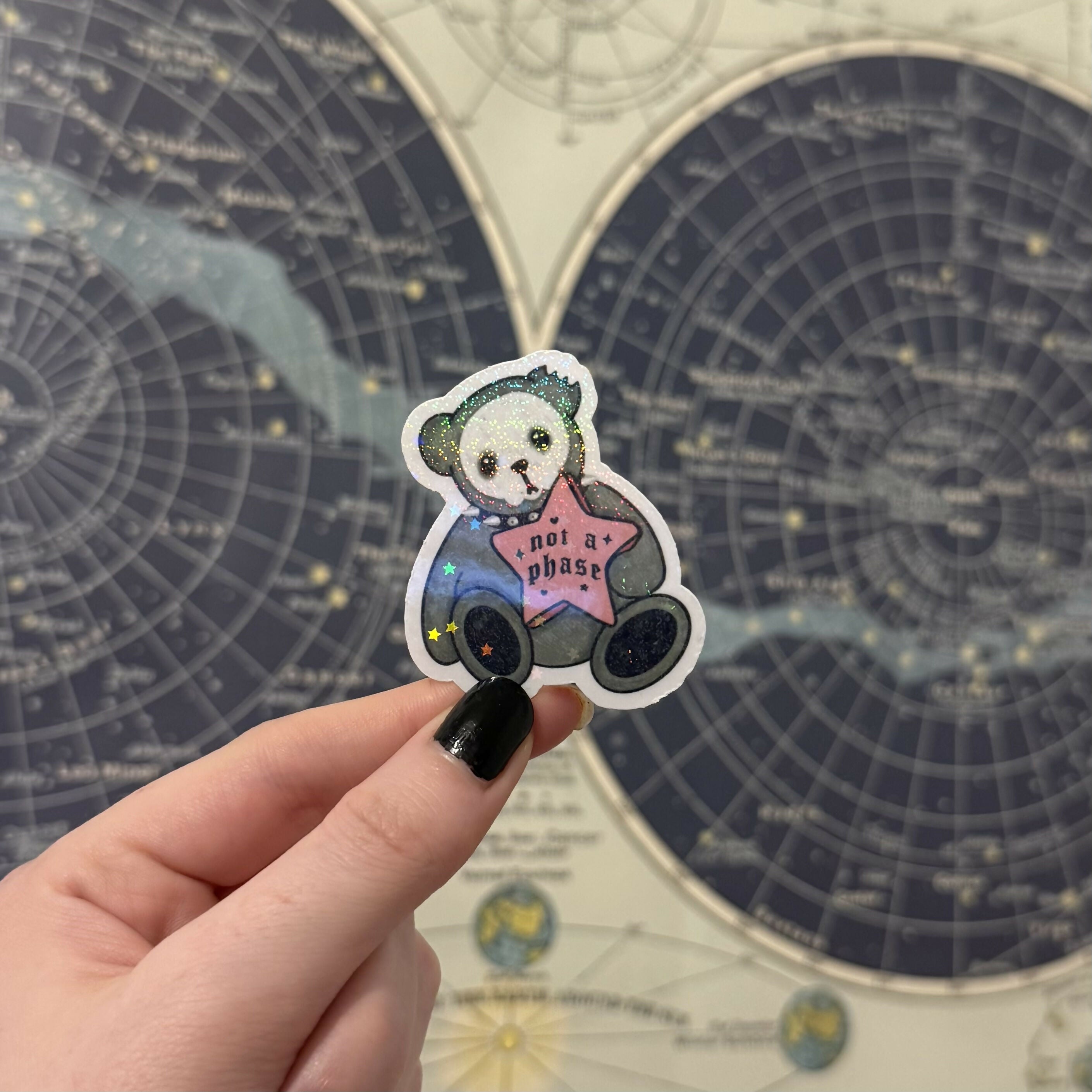 Not a Phase Emo Bear Holographic Vinyl Sticker