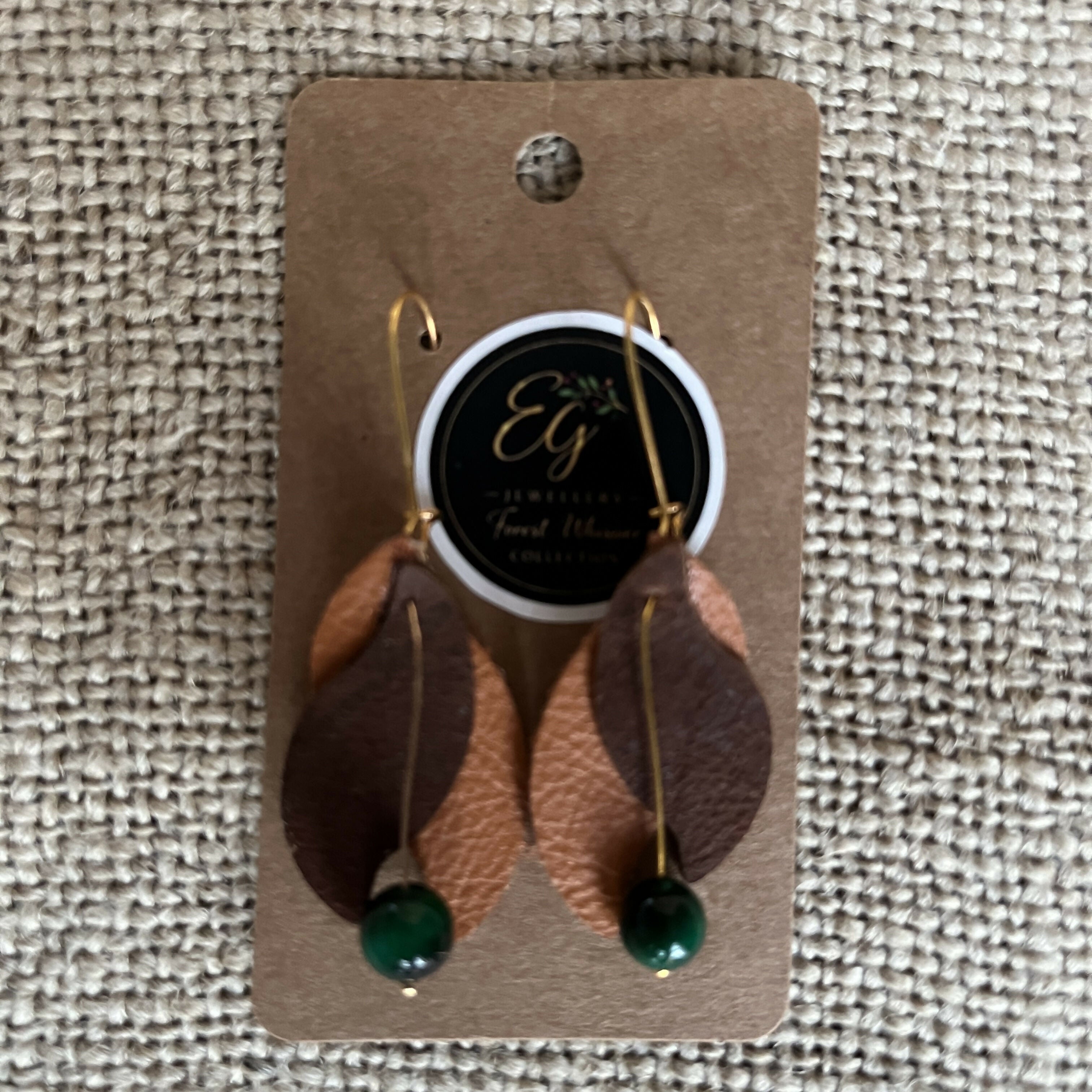 Forest Whisper Leather Earrings – Woodland Dew