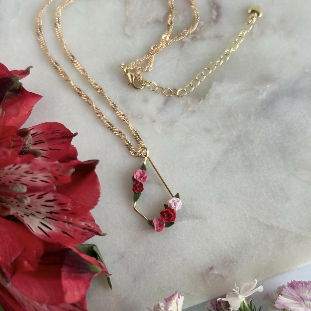 Pink Flowers Necklace