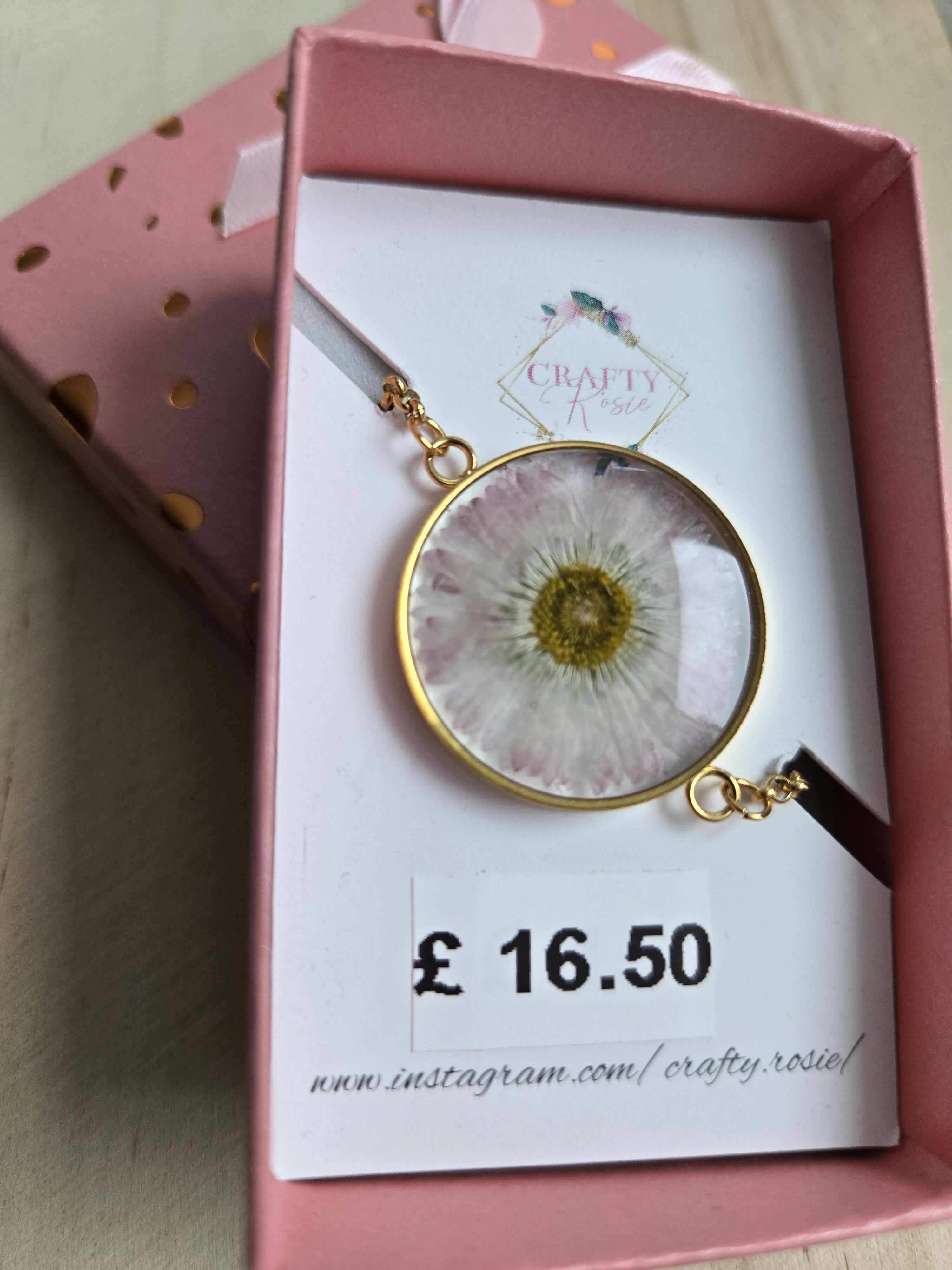 Stainless Steel Real Daisy Flower Bracelet