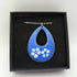 Blue Enamel Pendant with White Flowers