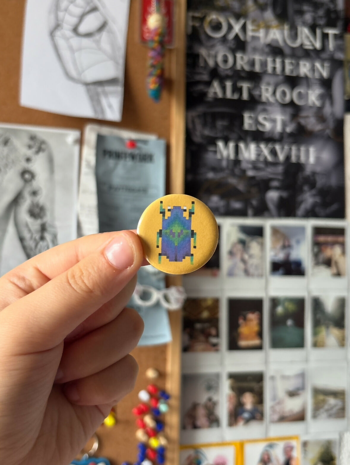 Pixel Spring Dumbledore Beetle Pin Badge