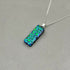 Emerald Green Raindrop Dichroic Fused Glass Pendant with Silver Plated Chain - Handmade by Jade Tapson Glass.