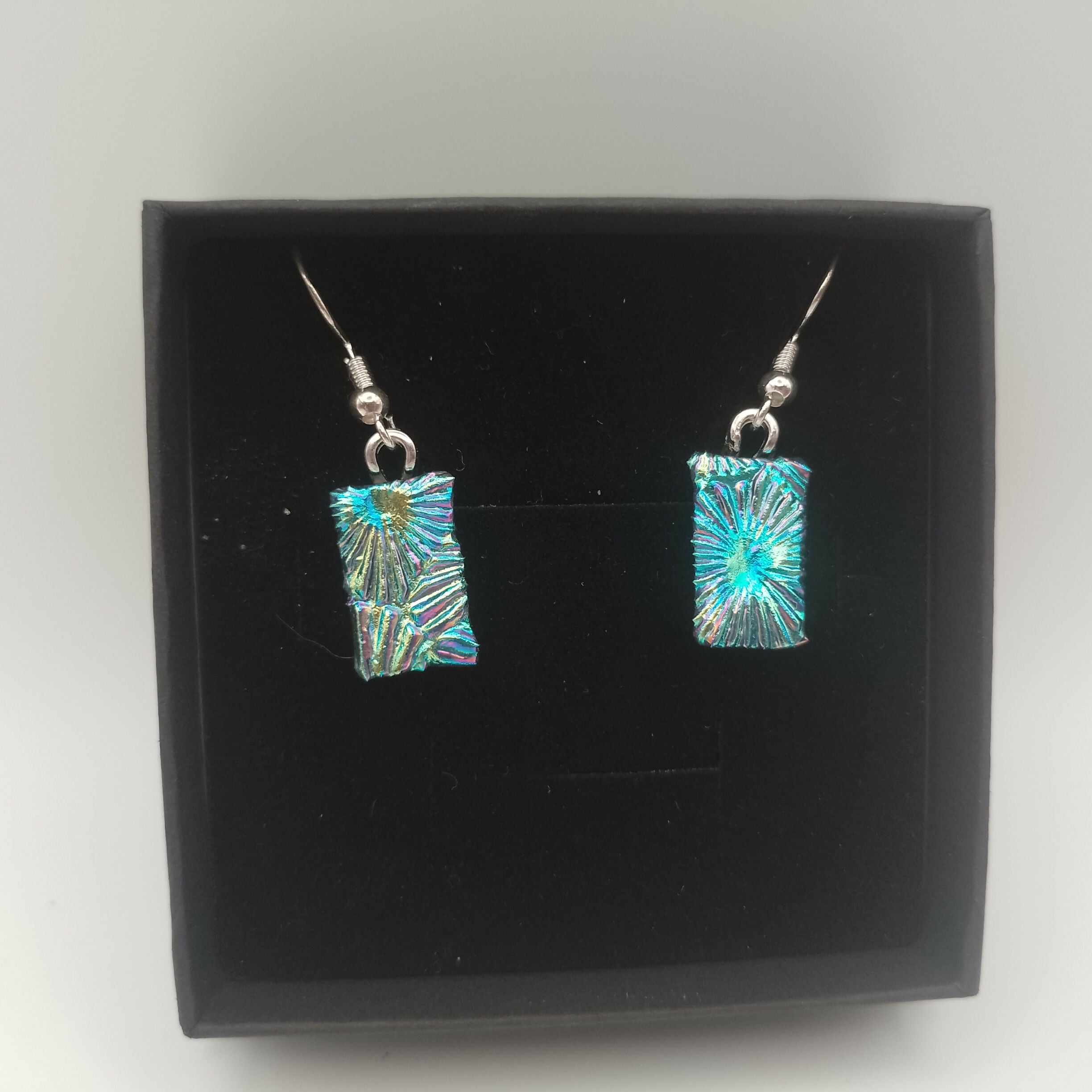Green and Purple Dichroic Glass Earrings
