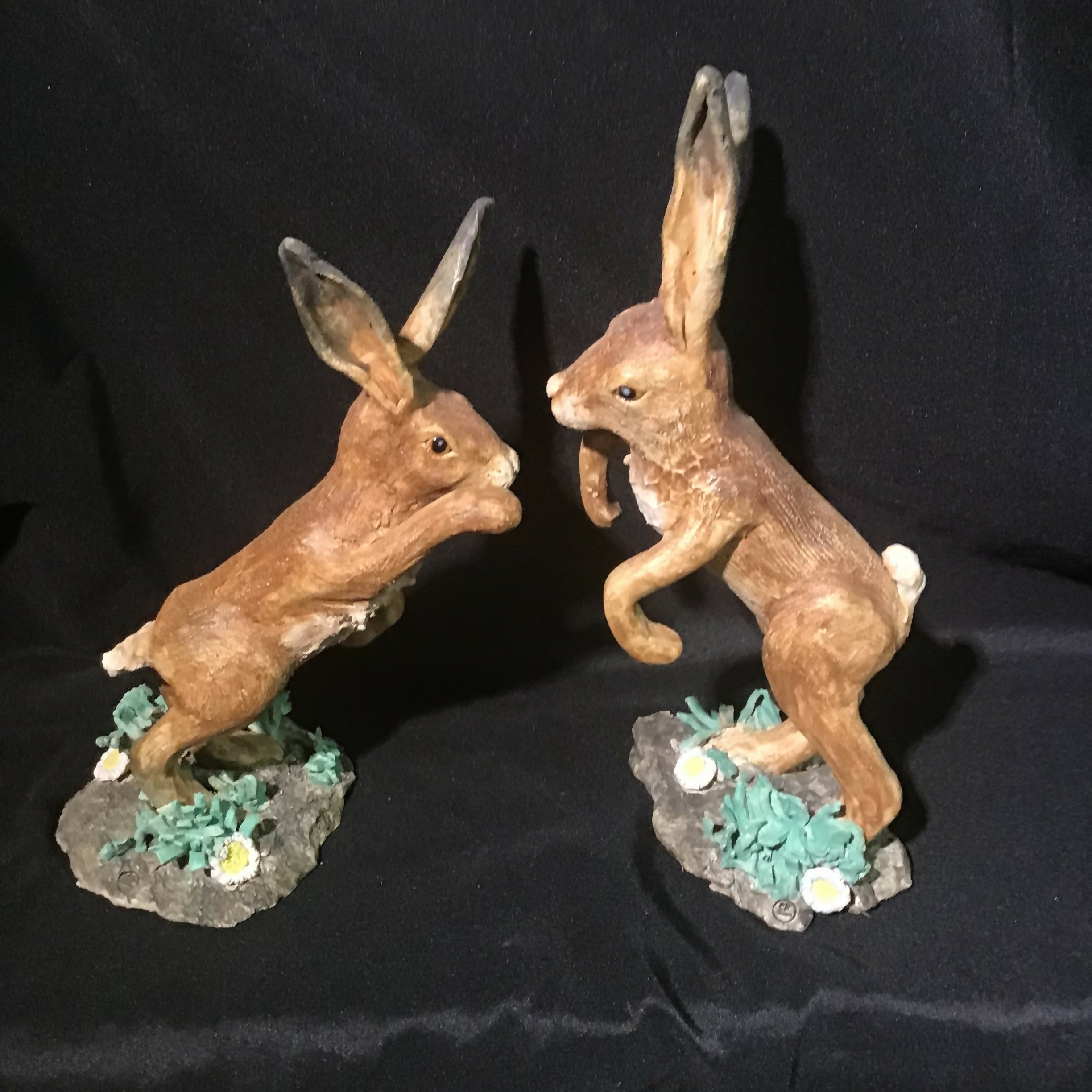 Boxing Hares 2 piece Sculpture
