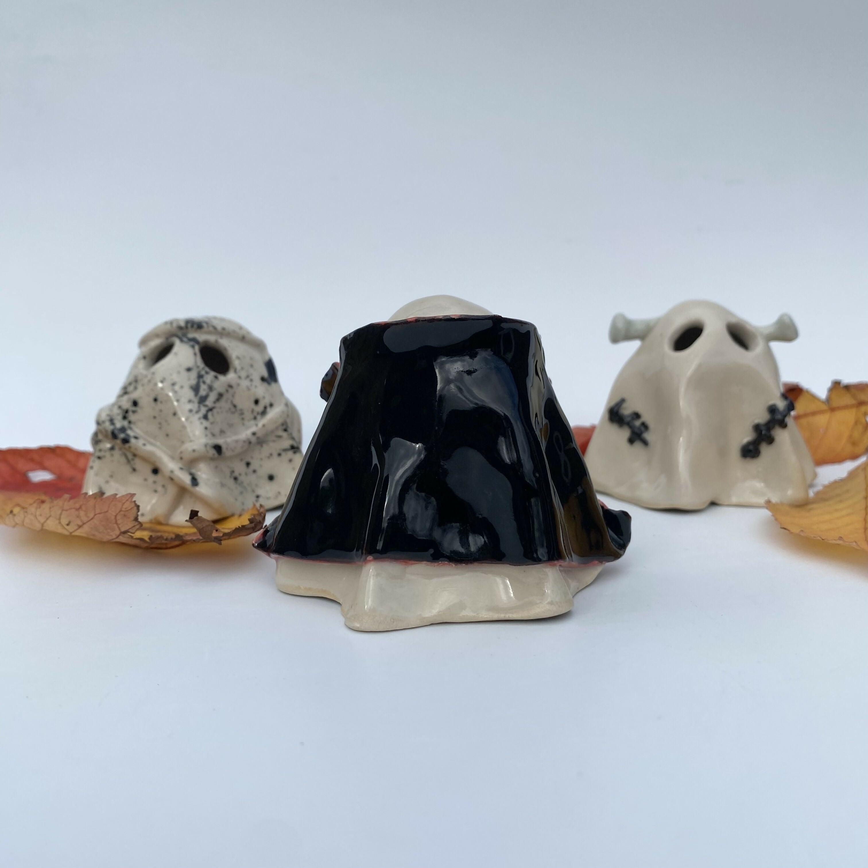 Handmade Ceramic Ghost Ornament Halloween Mystery Box