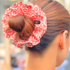 Cherry Red Floral Double Layer Scrunchie