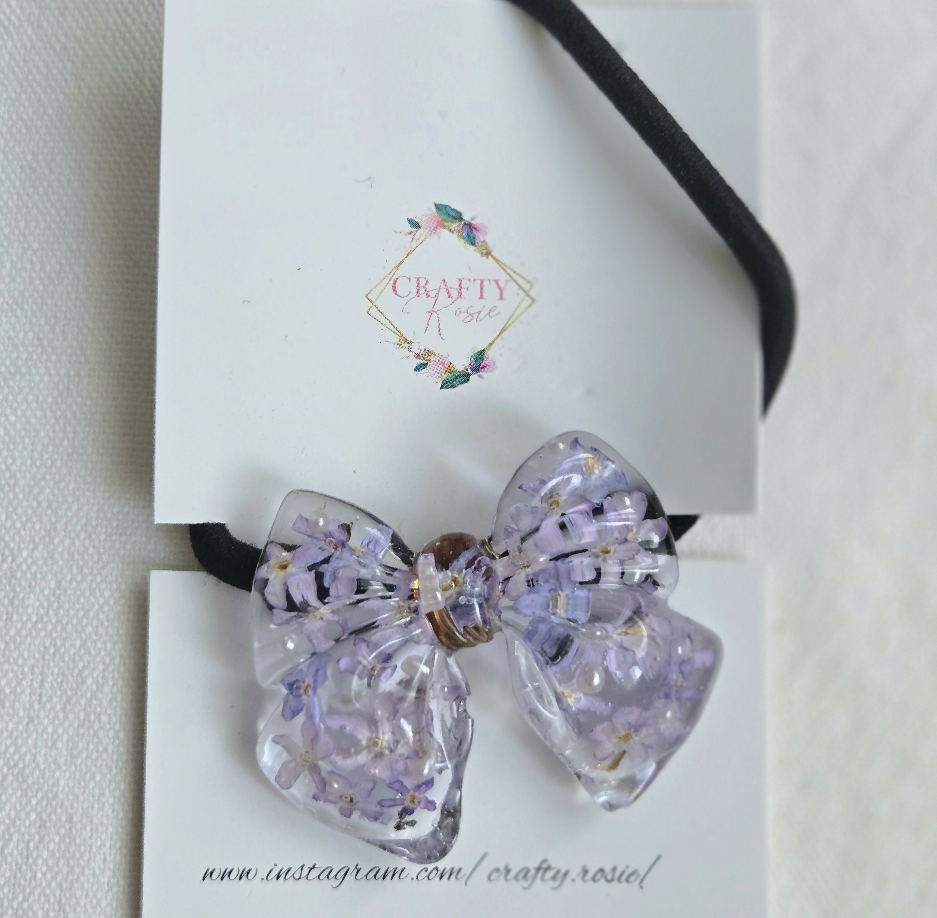 Real Dried Forget Me Not Flowers & Pearls Bow Hairband