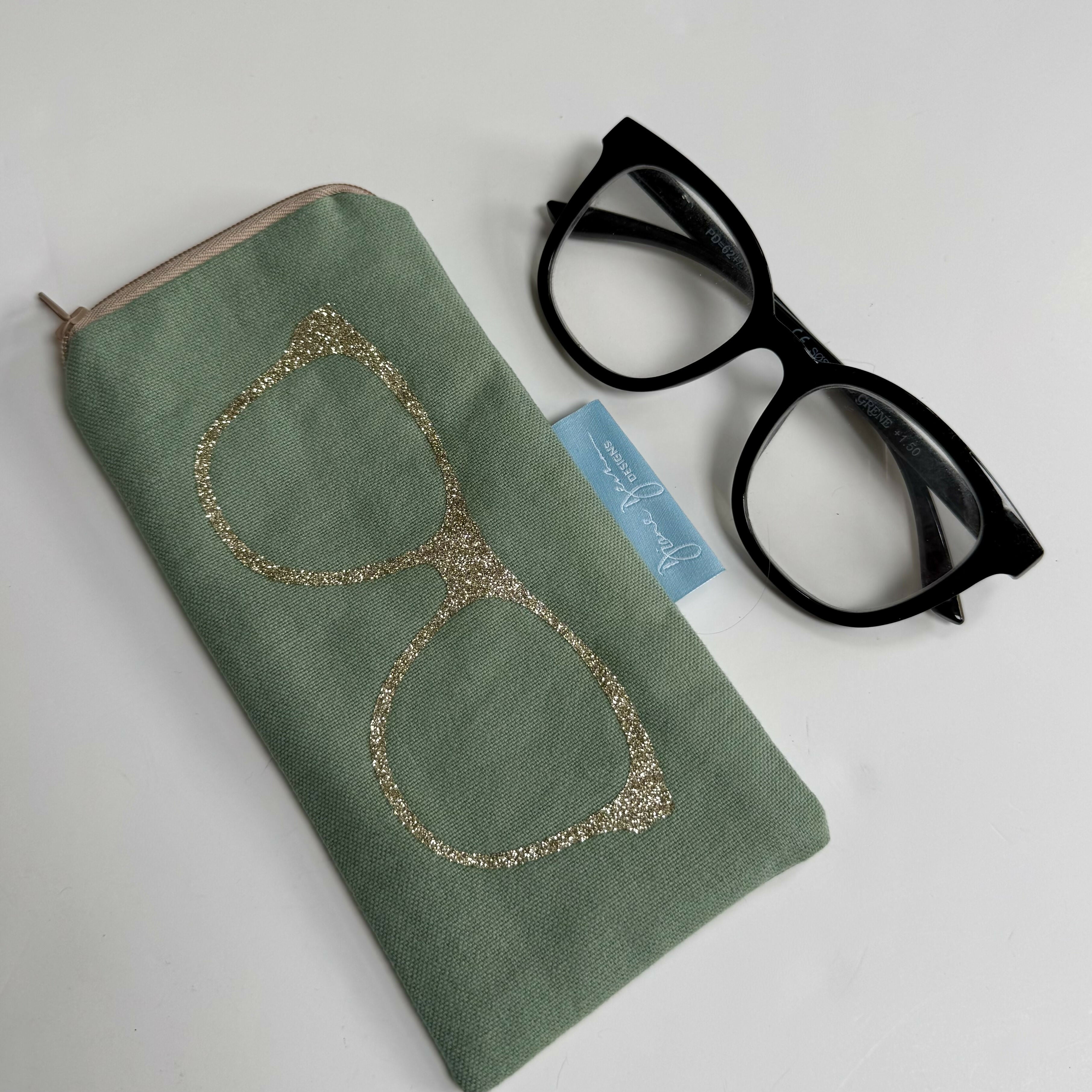 Glasses Case - Seafoam with Gold Glitter