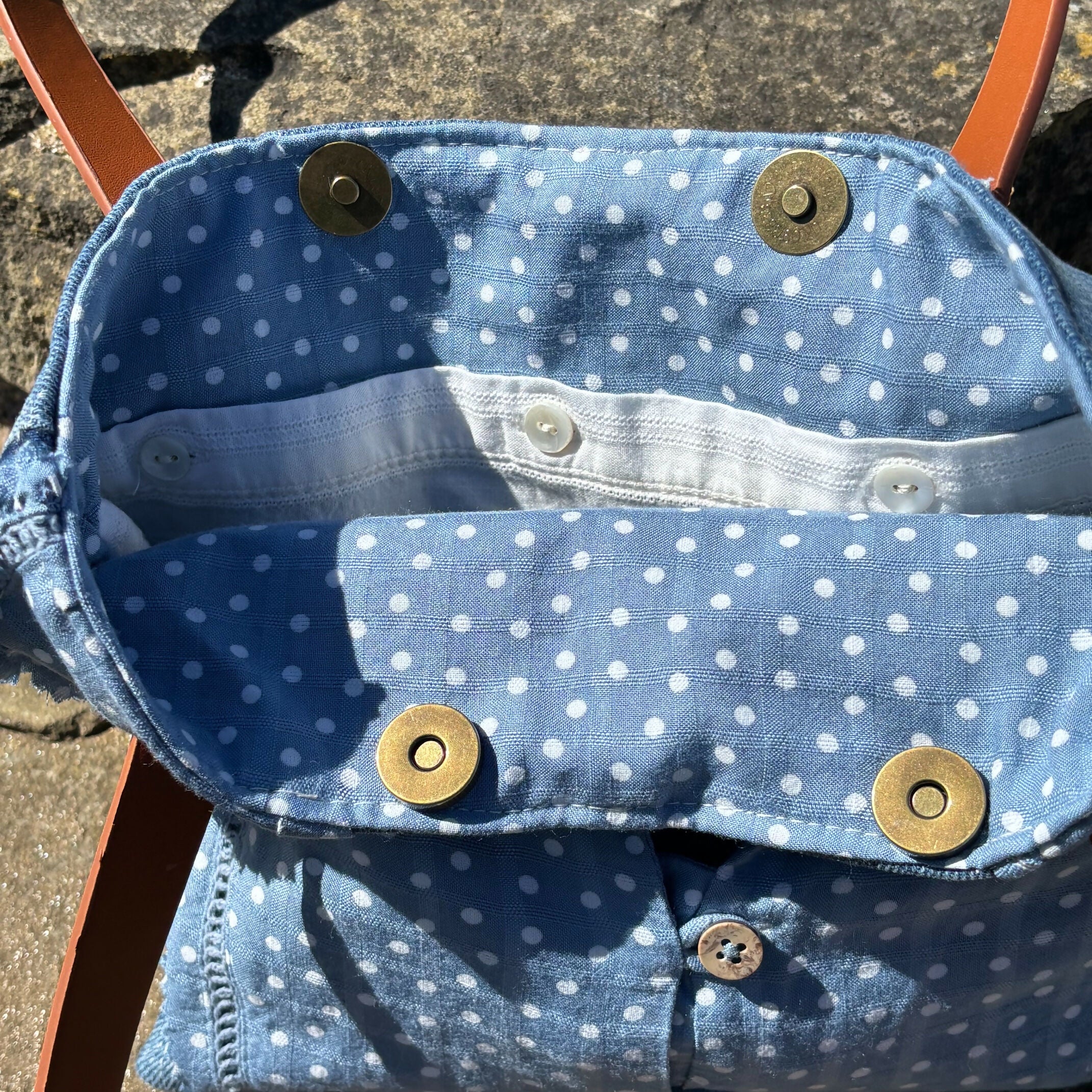 Unique Bag Handbag Made From Upcycled Jeans And Blouse