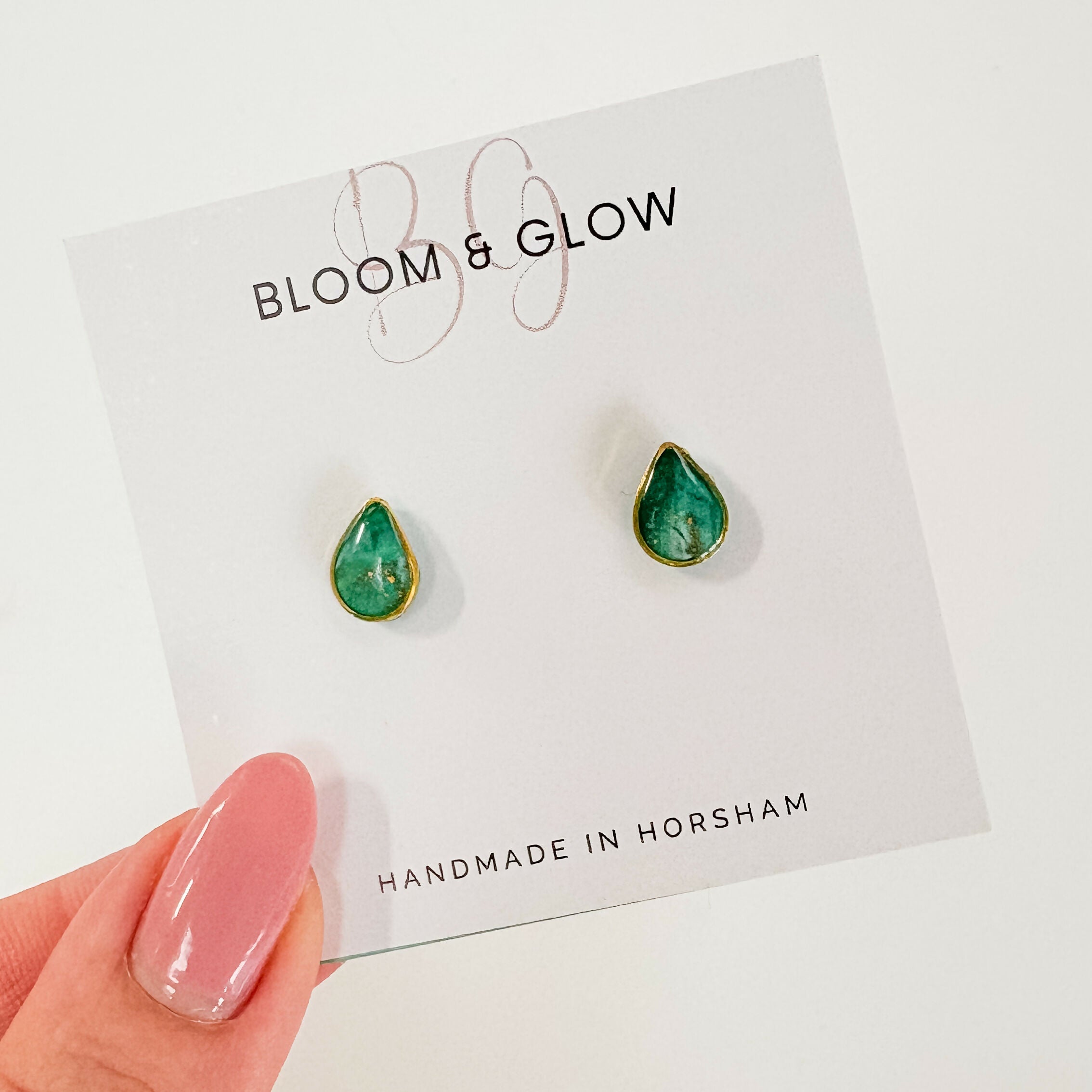 Emerald Crystal Effect Stud Earrings