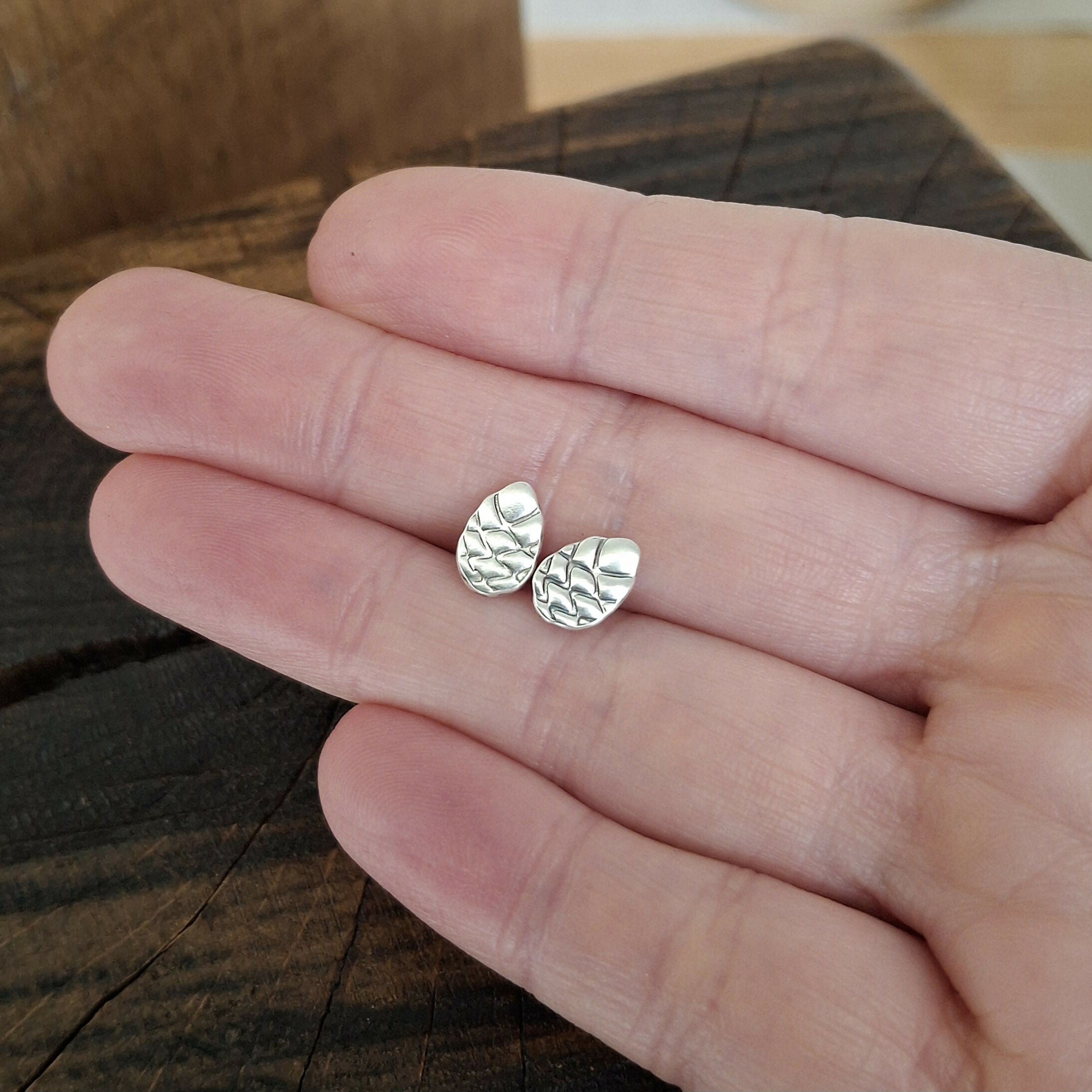 Handmade Silver Pinecone Studs