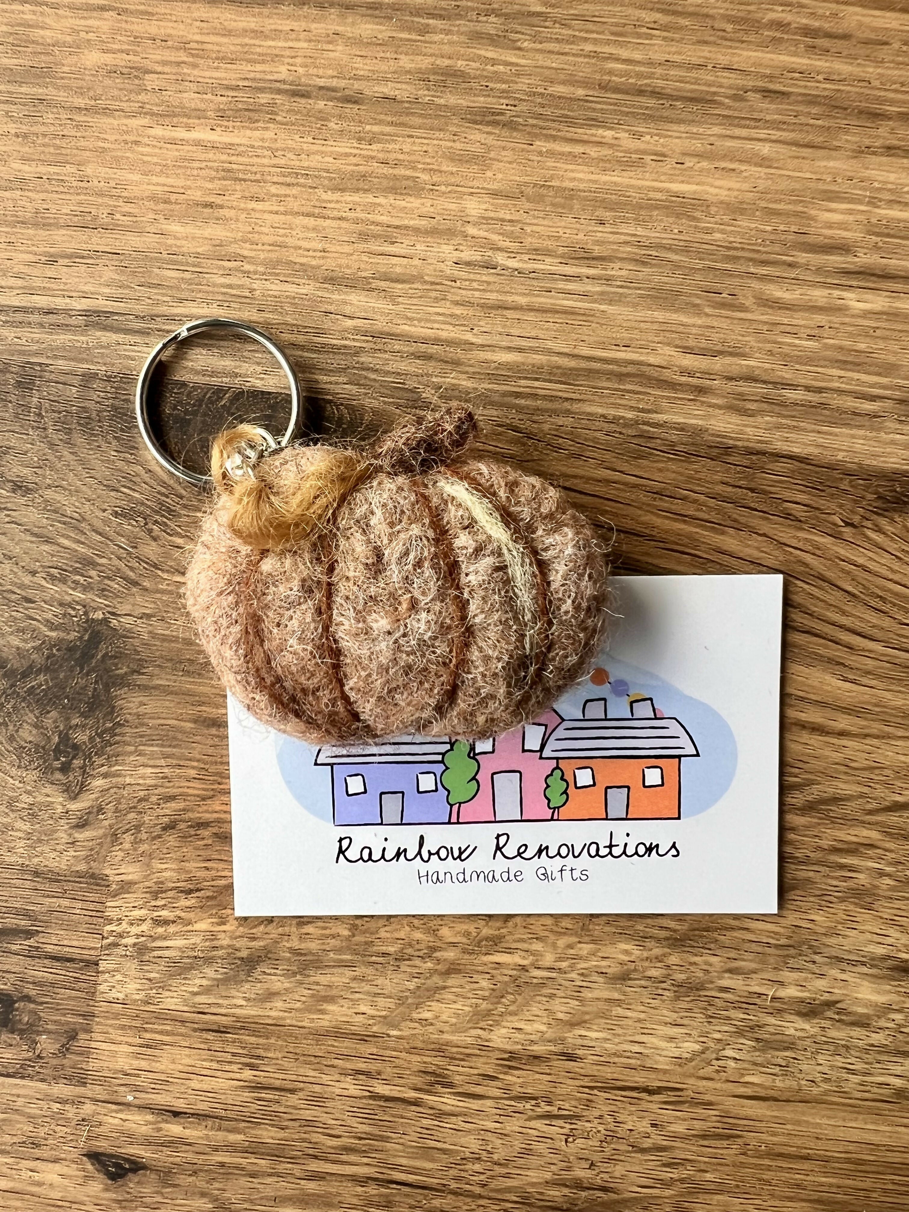 Felted Pumpkin Keyring