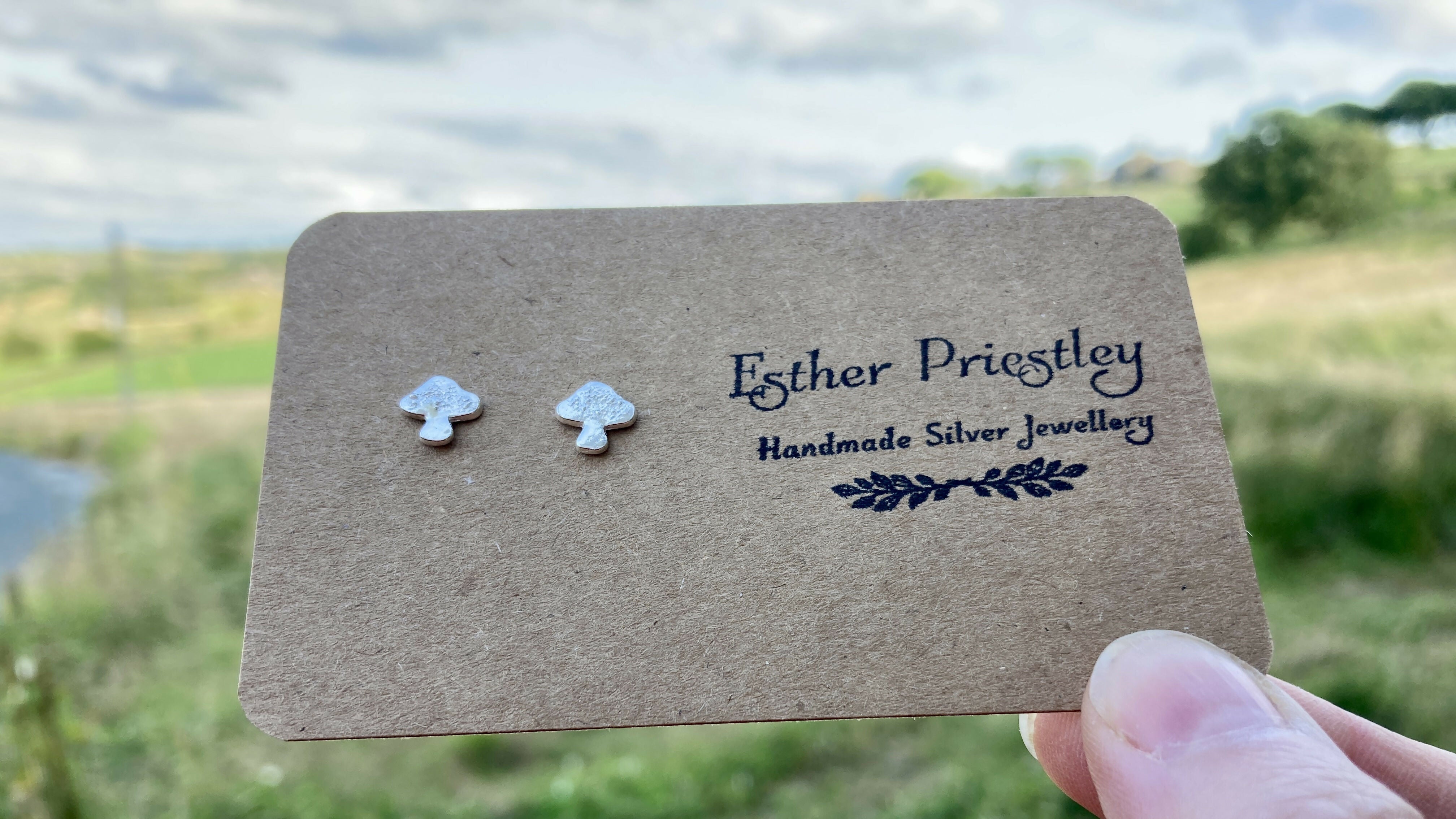 Tiny Silver Toadstool Earrings