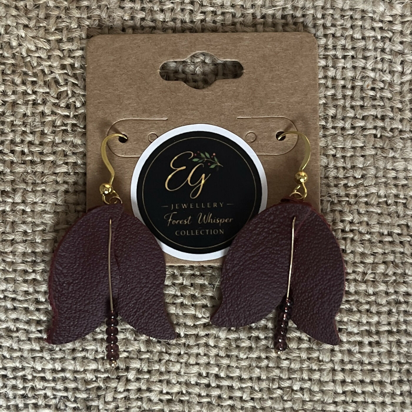 Burgundy Bloom Leather Earring