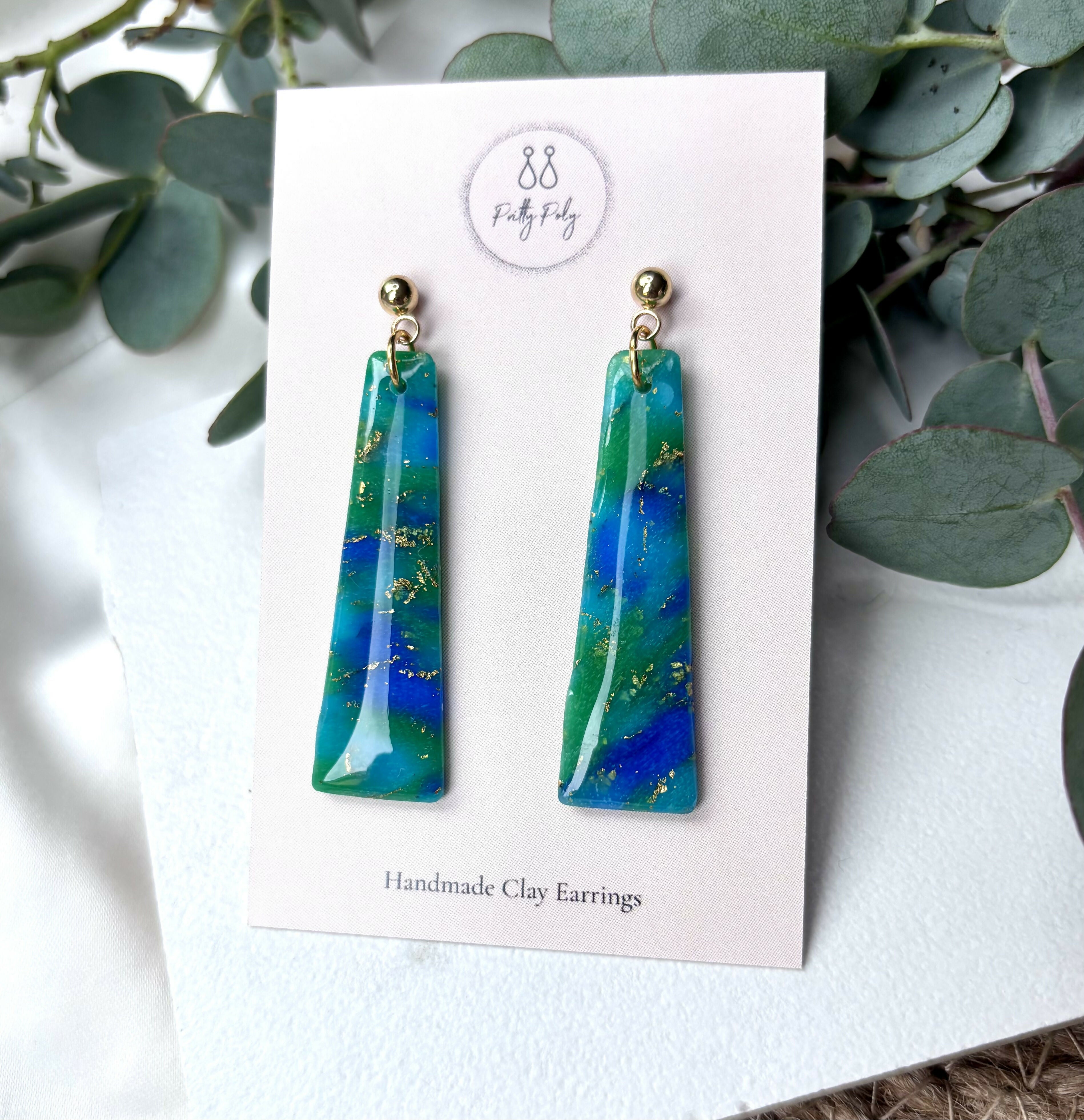 Ocean Dream Collection - Long Dangle Polymer Clay Earrings