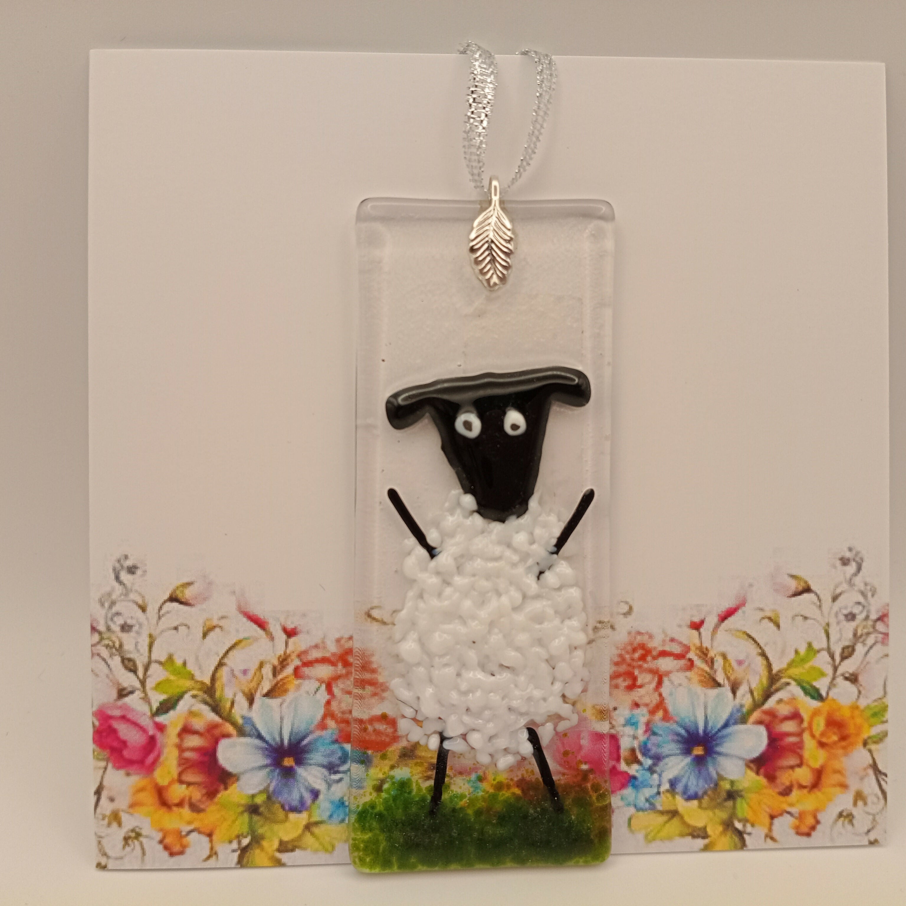 Fused Glass Sheep Card