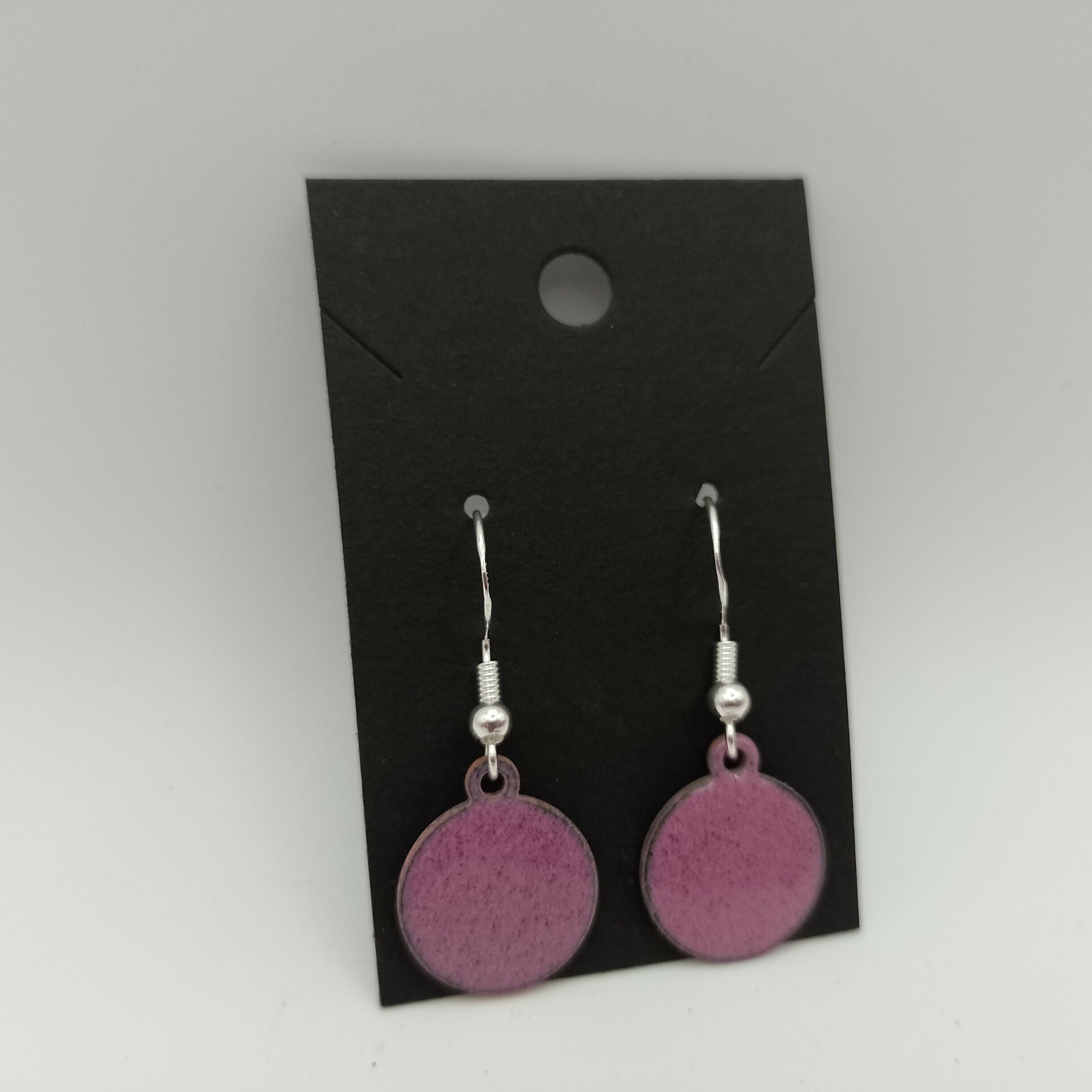 Purple Enamel Circle Earrings