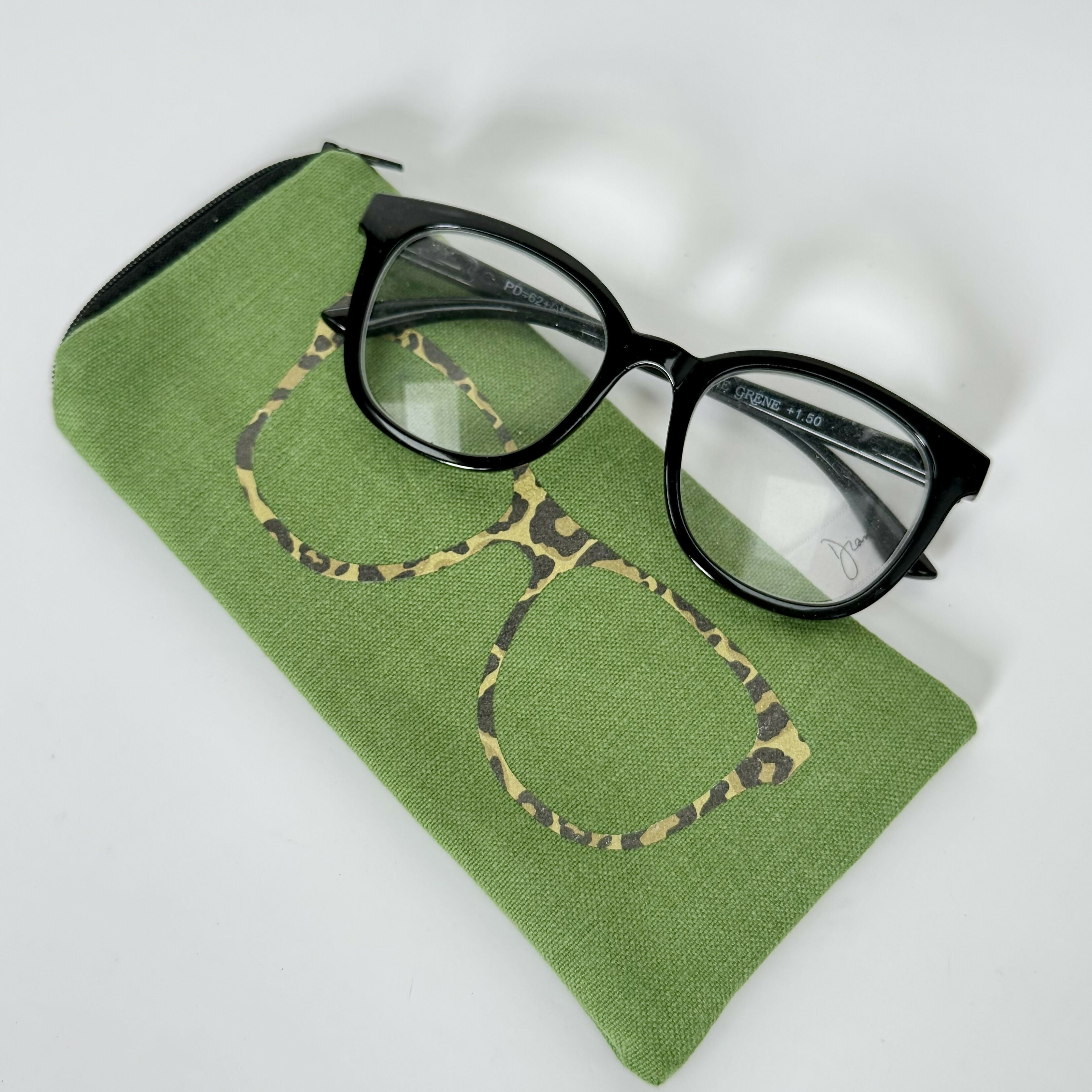 Glasses Case - Animal print on Green