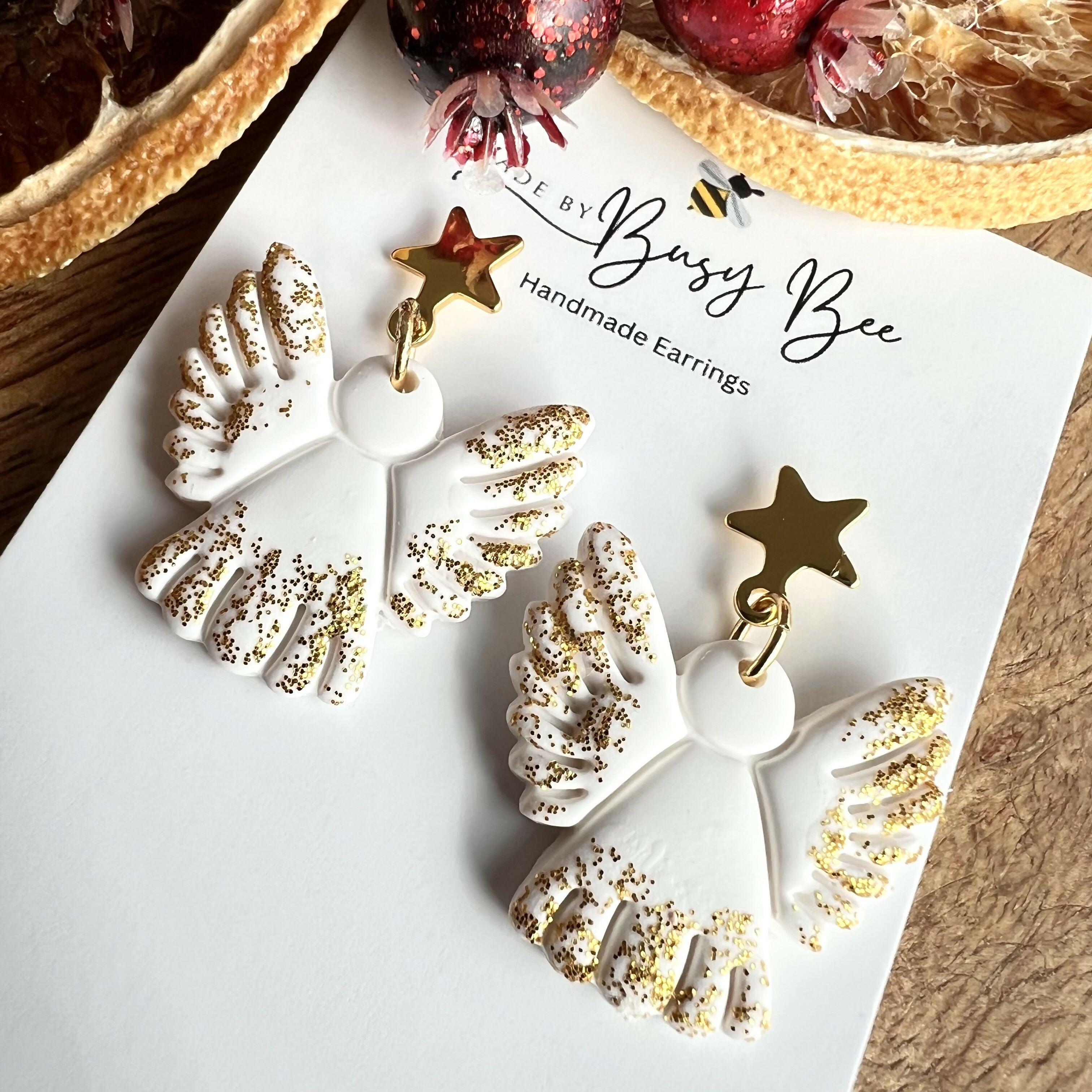 Polymer Clay Christmas Earrings / Handmade Festive Dangles / Xmas Jewellery