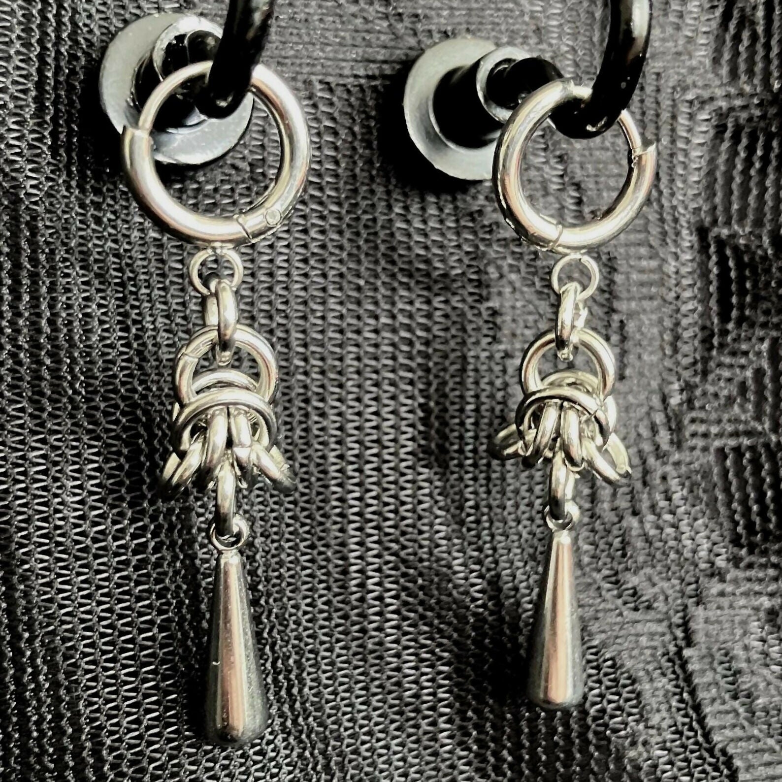 CHAINMAIL SPIKE/DROP EARRINGS - STAINLESS STEEL