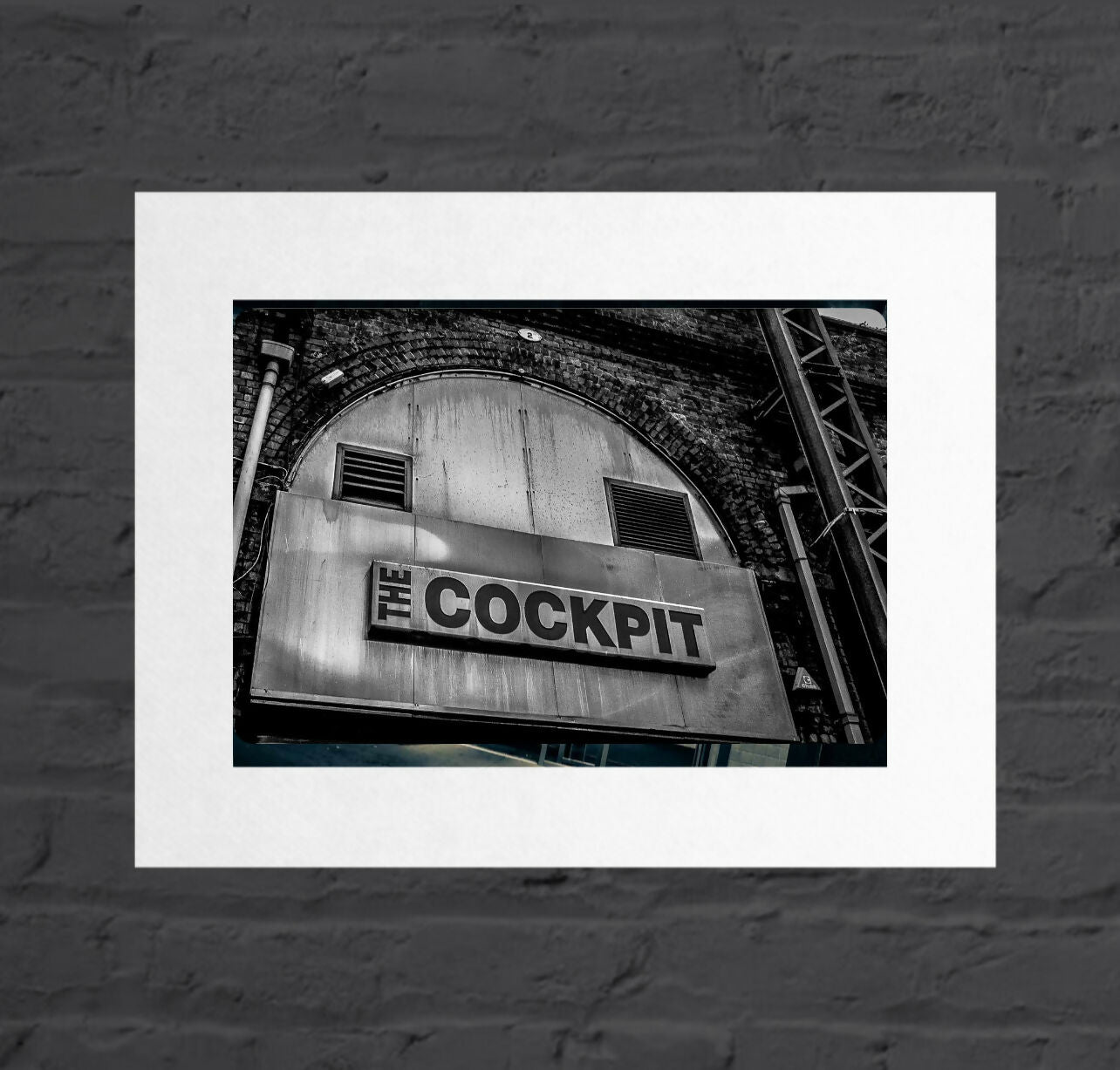 Leeds Cockpit Mono Mounted Print