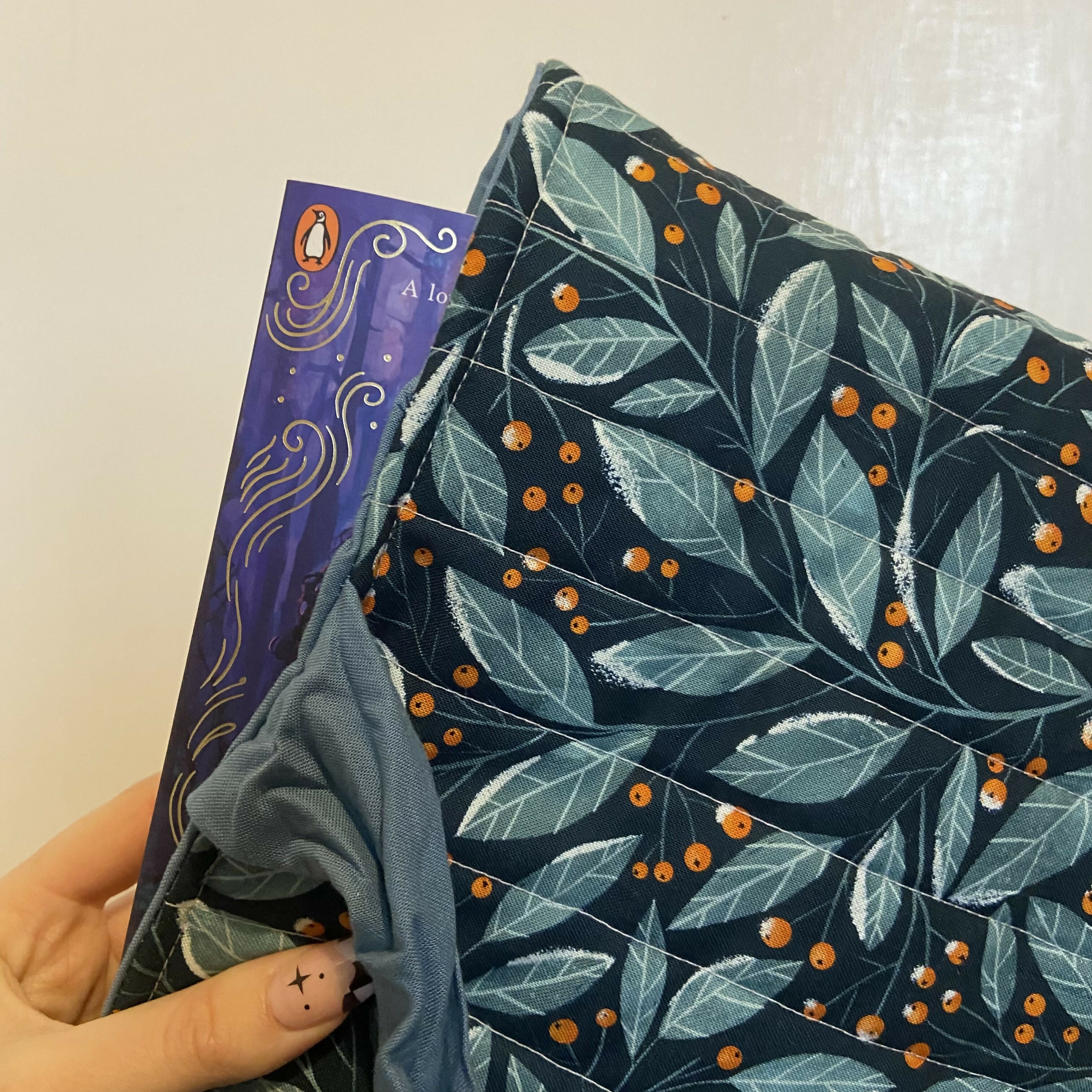 Navy Festive Berry Design Book Pouch