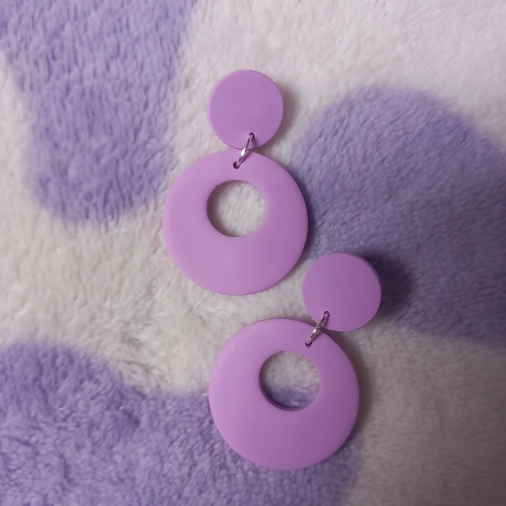 Polymer Clay Retro Circle Dangle Earrings