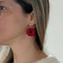 Red Poppy Drop Earrings with Textured Black Centre