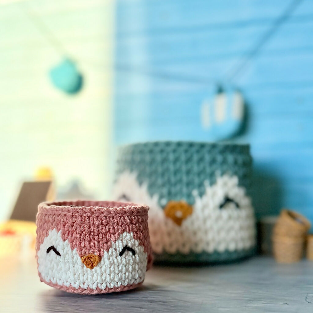 Crochet Miniature Penguin Basket