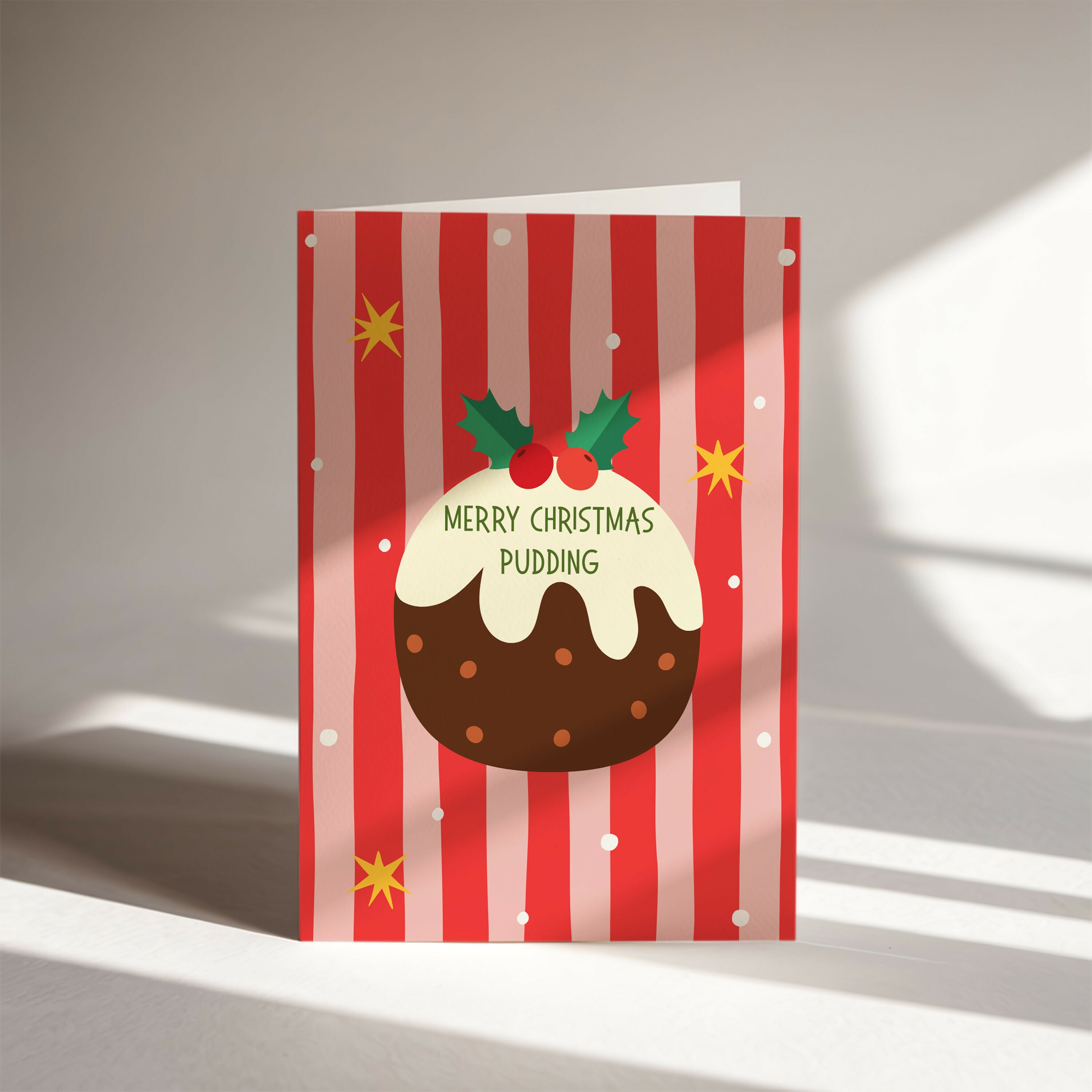 Merry Christmas Pudding Greeting Card