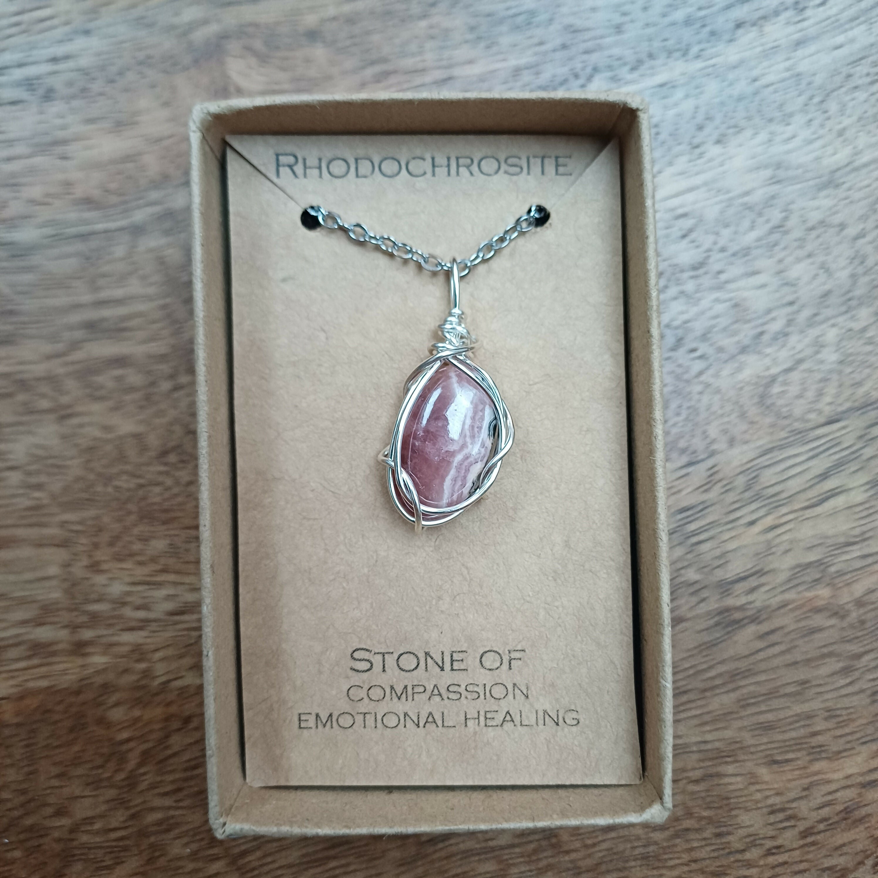 Rhodochrosite Wire Wrapped Pendant