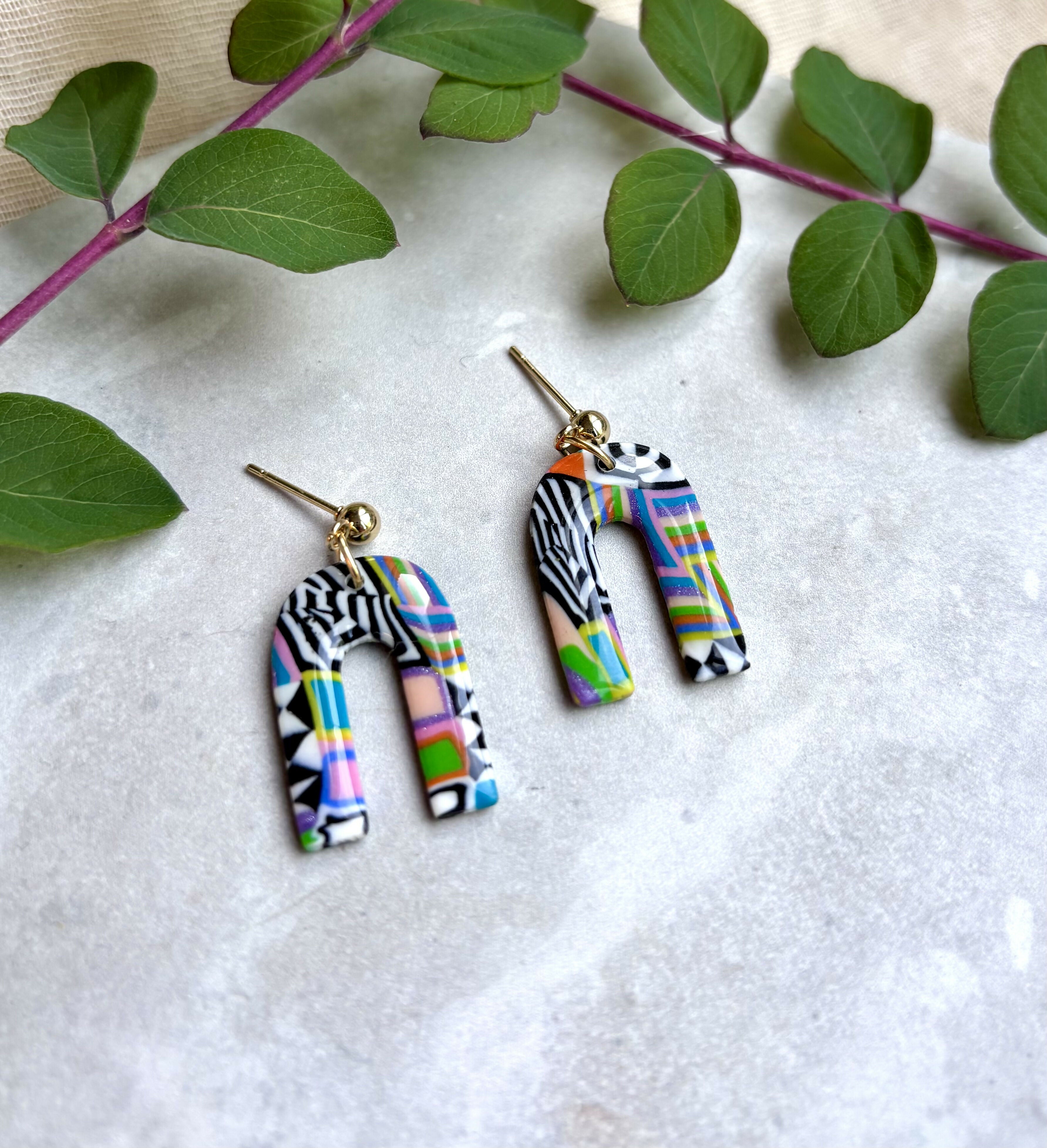 Funky Pattern Collection - Arch Polymer Clay Earrings