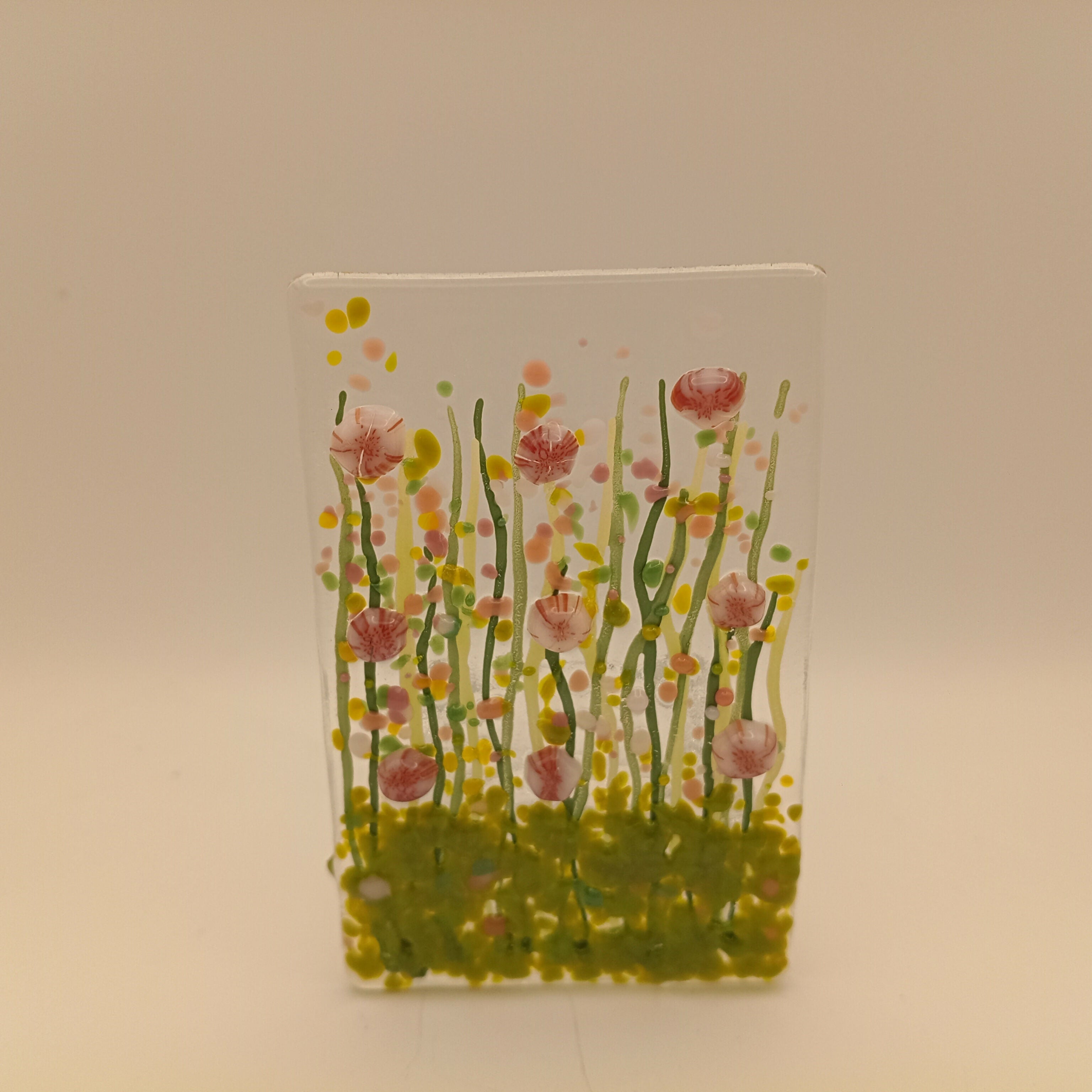 Fused Glass Pink Flower Tealight