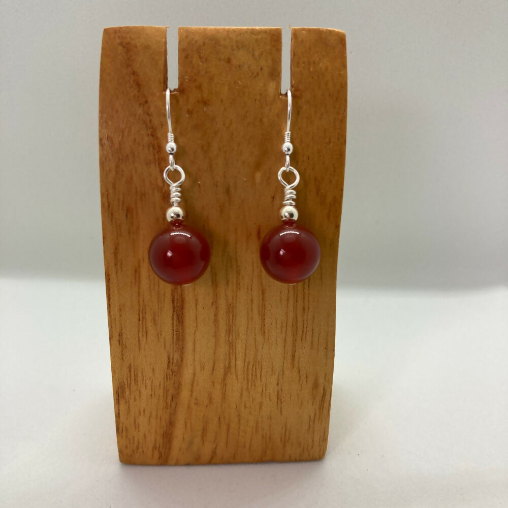Carnelian and Silver Bead Earrings