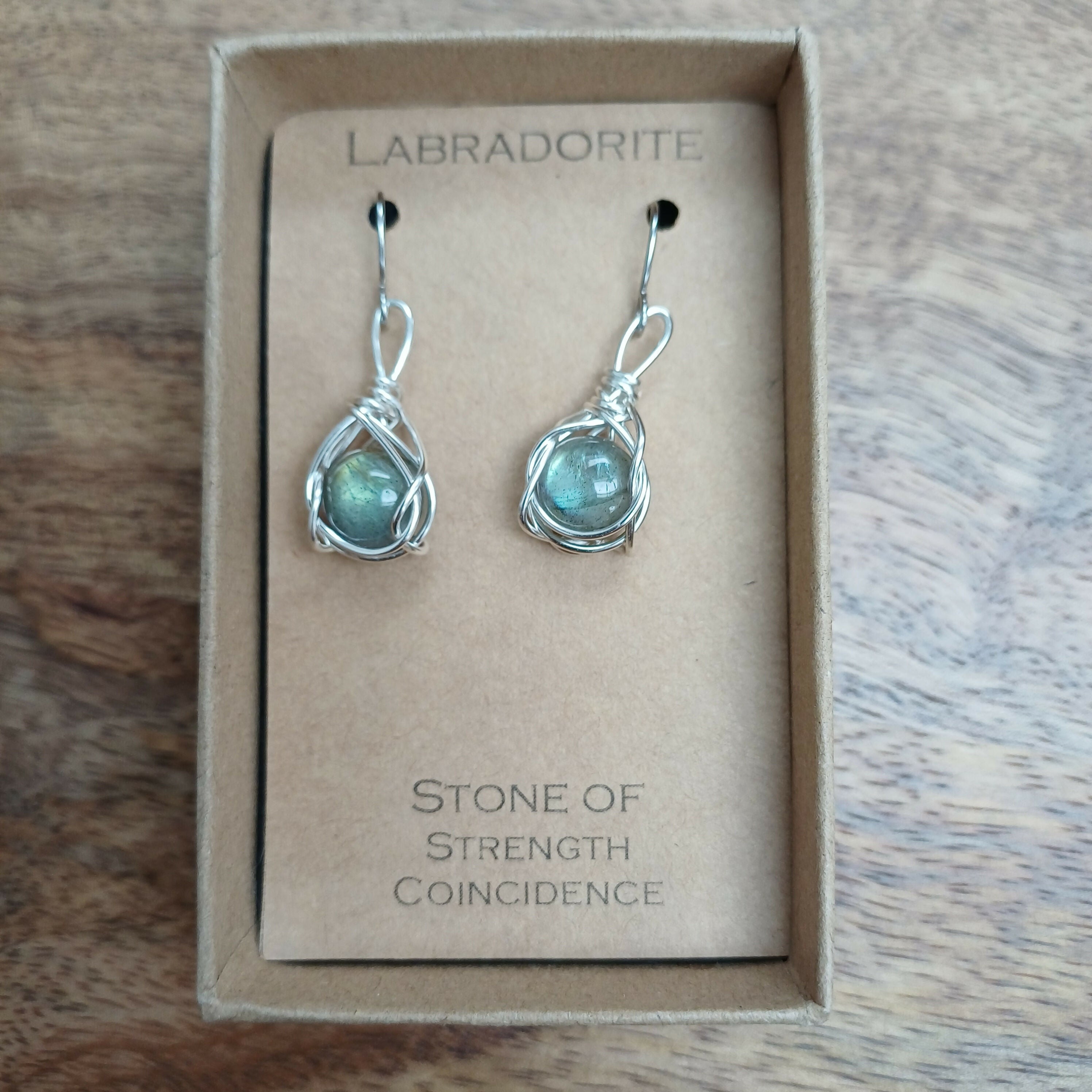 Labradorite Wire Wrapped Earrings