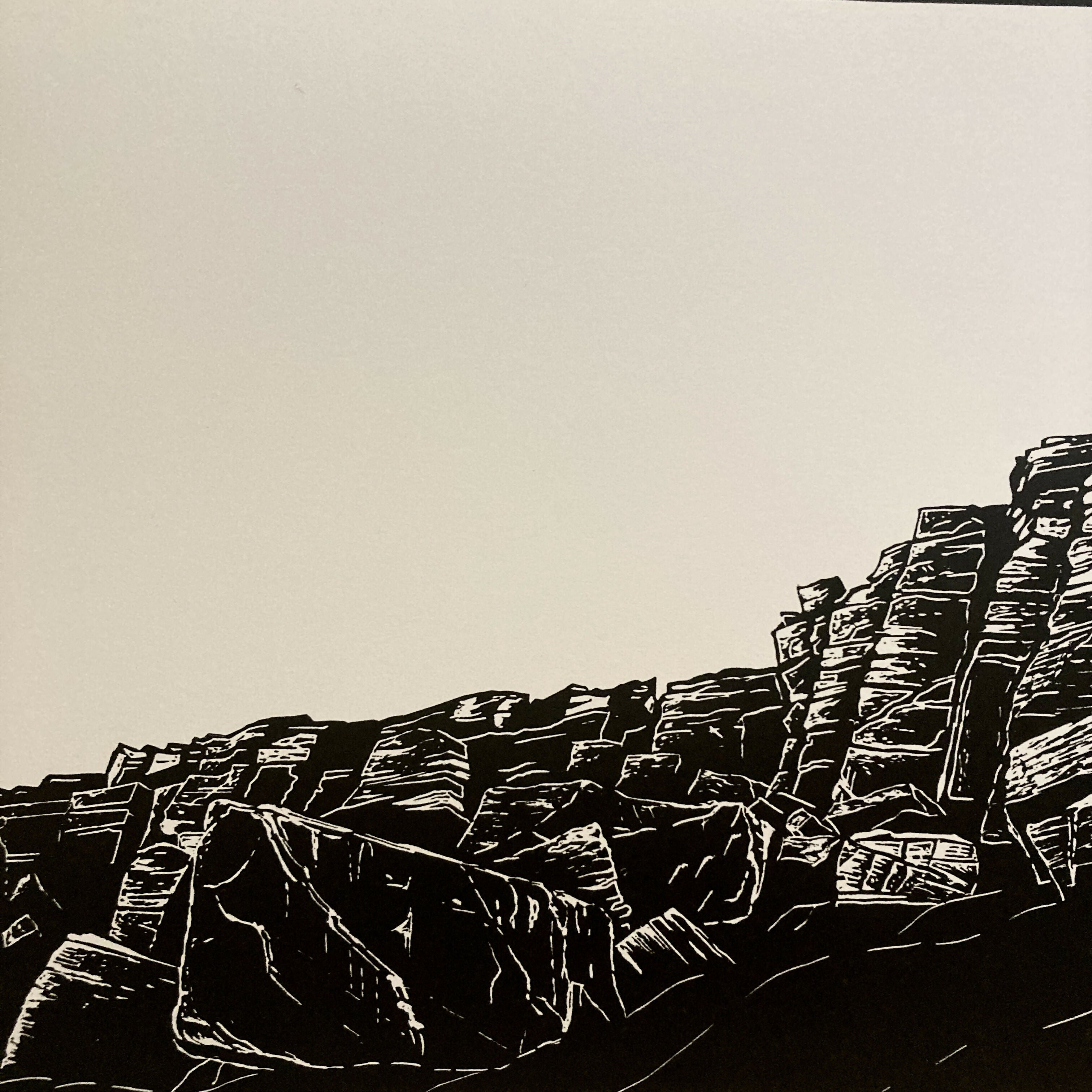 Stanage Plantation - A3 Hand Carved Lino Print On Card