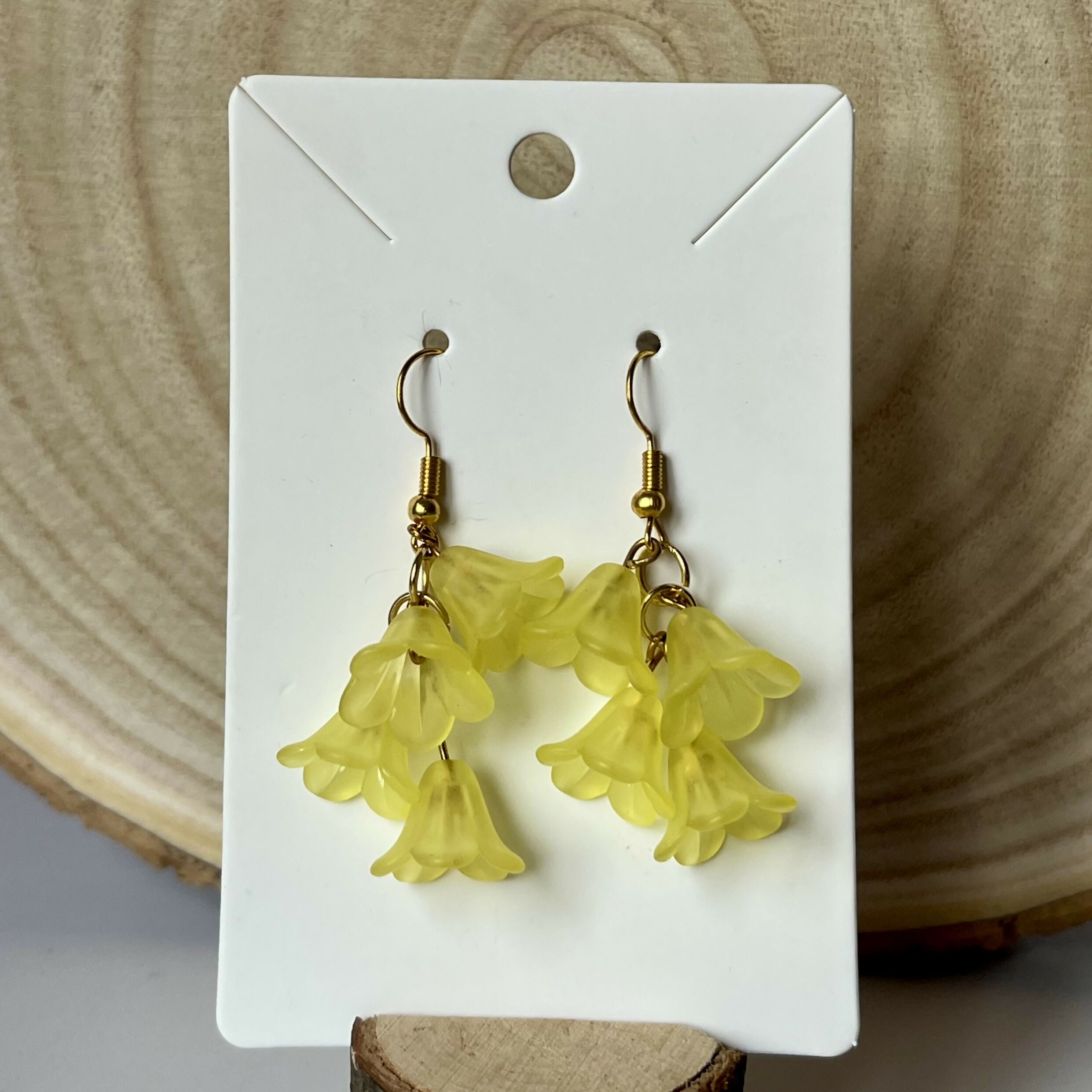 Cascading Yellow Flower Earrings In Gold