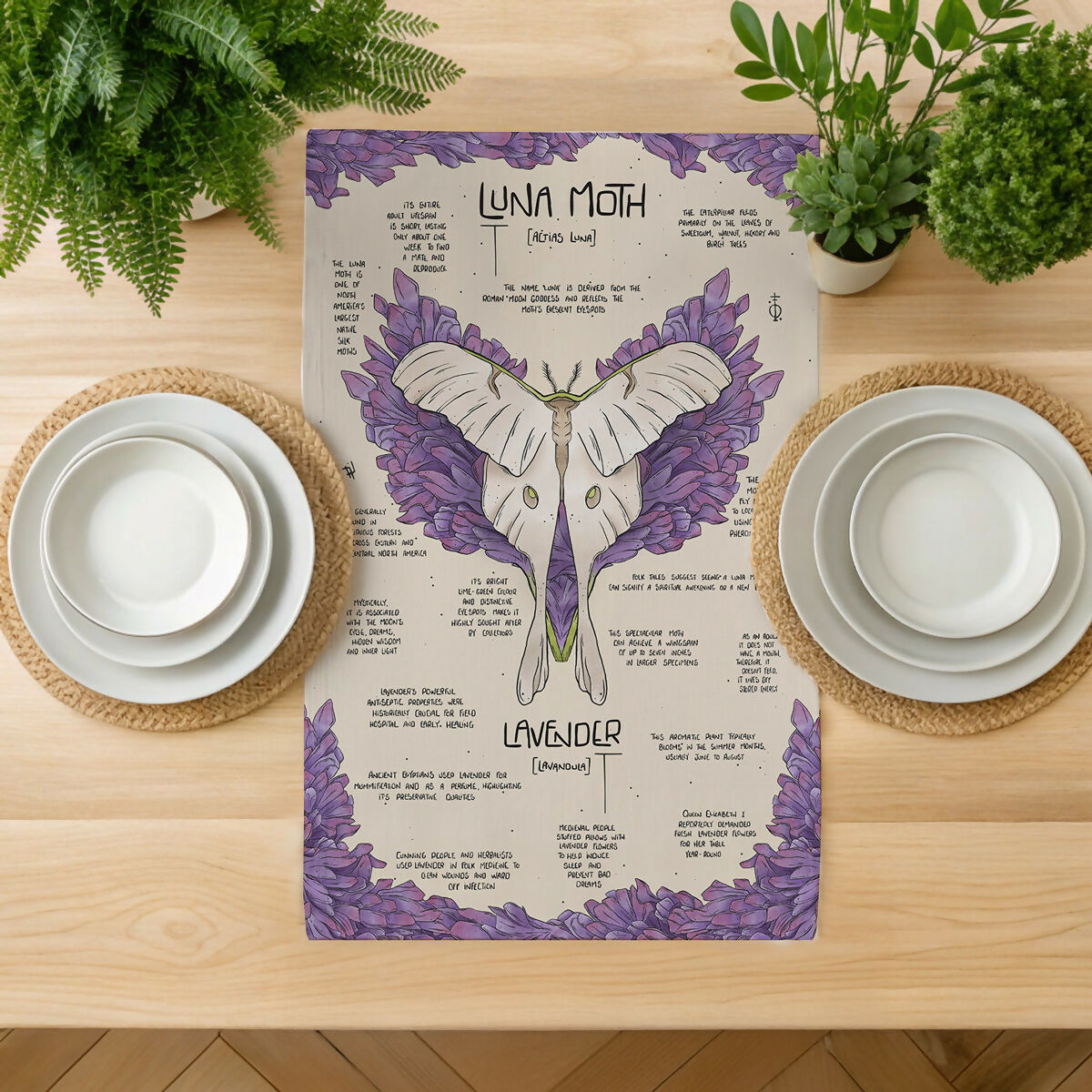 Luna Moth & Lavandula Compendium Tea Towel